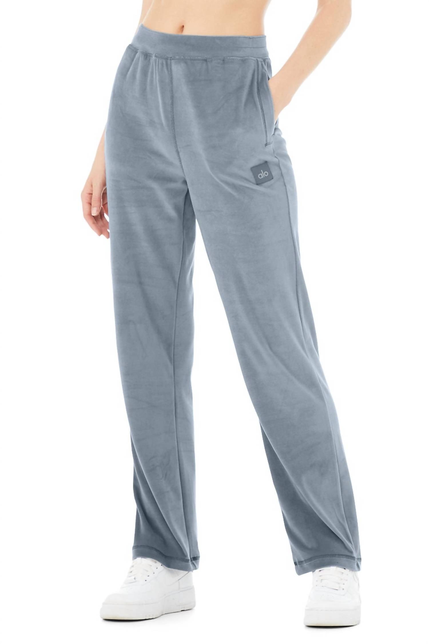 Alo Yoga Velour High-waist Glimmer Wide Leg Pant in Blue