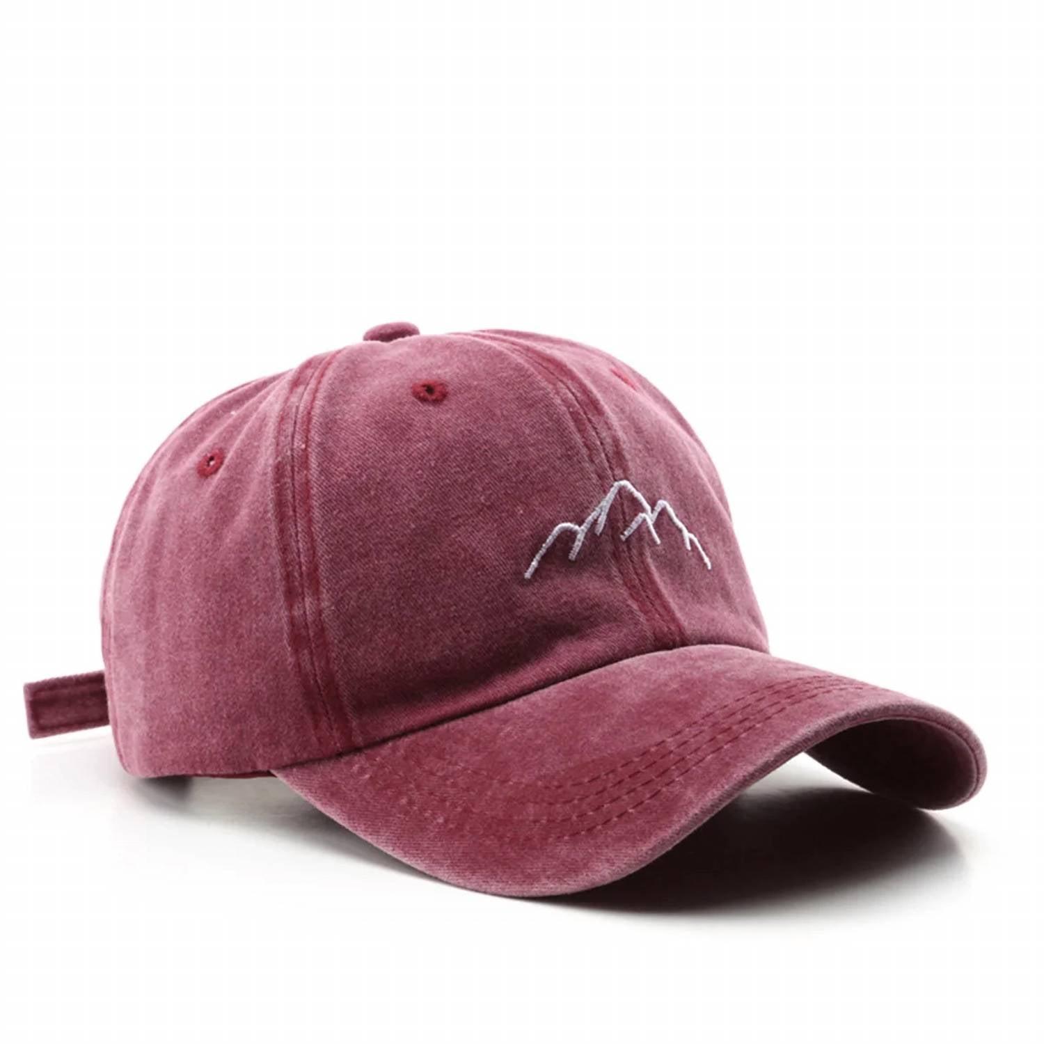 ACCITY Vintage Washed Distressed Mountain Embroidery Cap in 