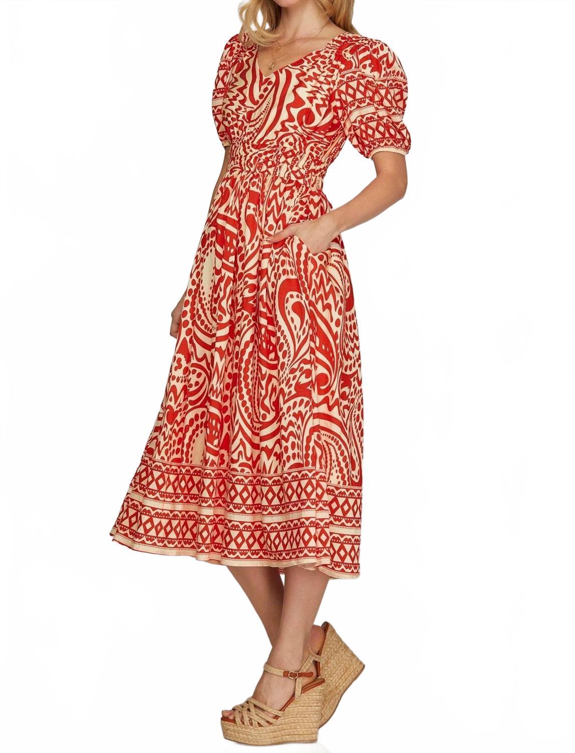 knee length dresses for ladies She + Sky Statement Floral Hi Lo Midi Maxi Dress with Belt main image 1
