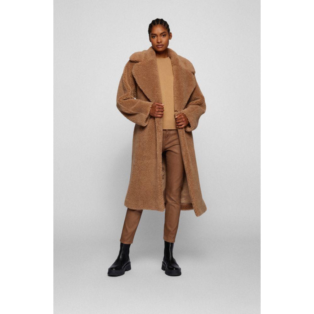 BOSS by HUGO BOSS Hugo - Oversized Fit Teddy Coat With Tie Up Belt in Brown  | Lyst