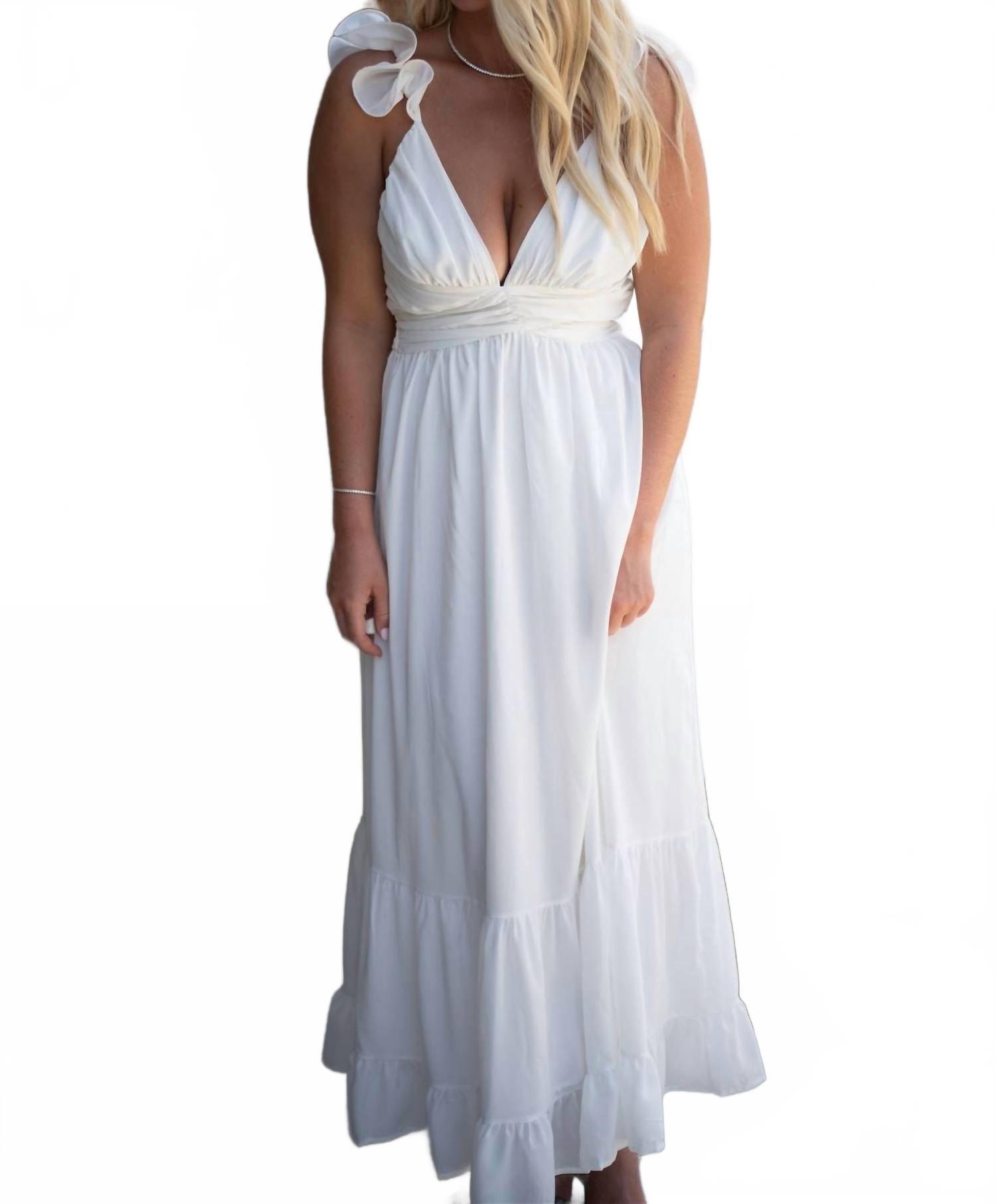 Main Strip Luna Ruffle Maxi Dress in Blue