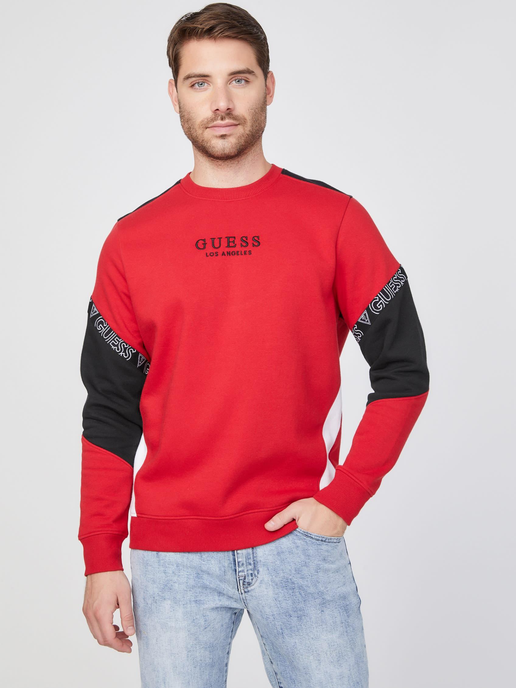 Guess Factory Eco Waylon Long-sleeve Crewneck in Red for Men | Lyst