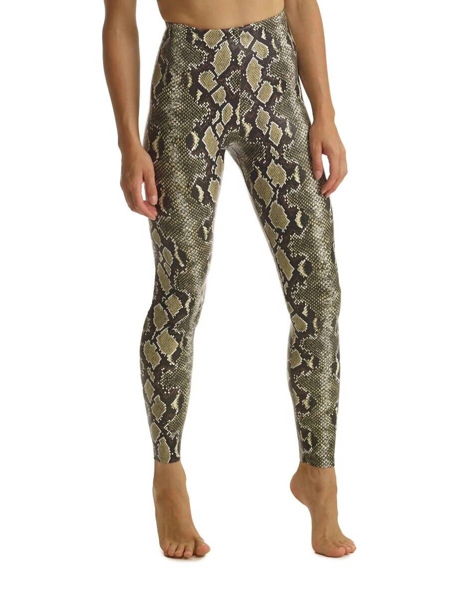 Commando faux leather perfect control snake print leggings in brown