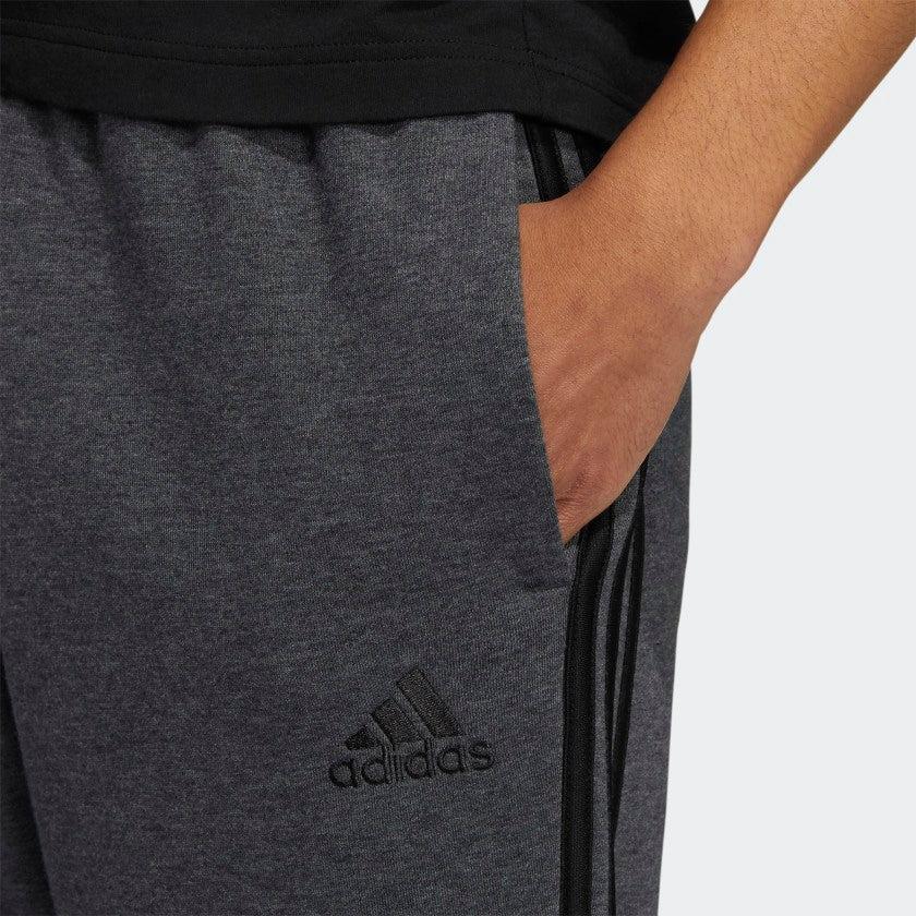 adidas Essentials Fleece Tapered Elastic Cuff 3-stripes Pants in Dark Grey  Heather (Gray) for Men | Lyst