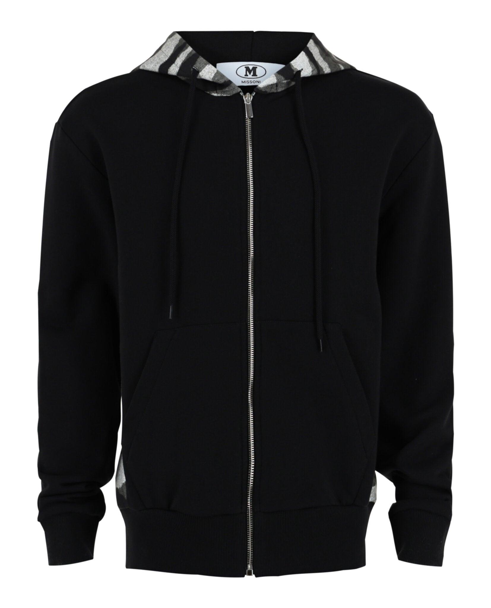 パーカー・フーディ M Missoni Zig Zag Print Zip Up Hoodie Hoodie with Zigzag Insert Black | Missoni