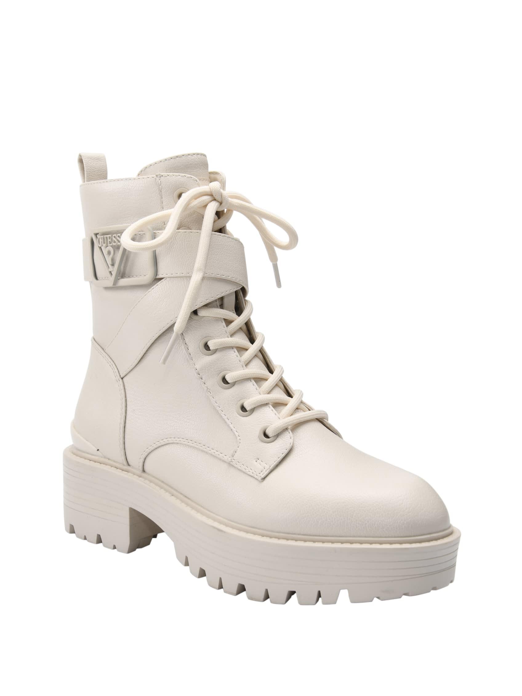Guess Factory Flat Combat Booties in White | Lyst