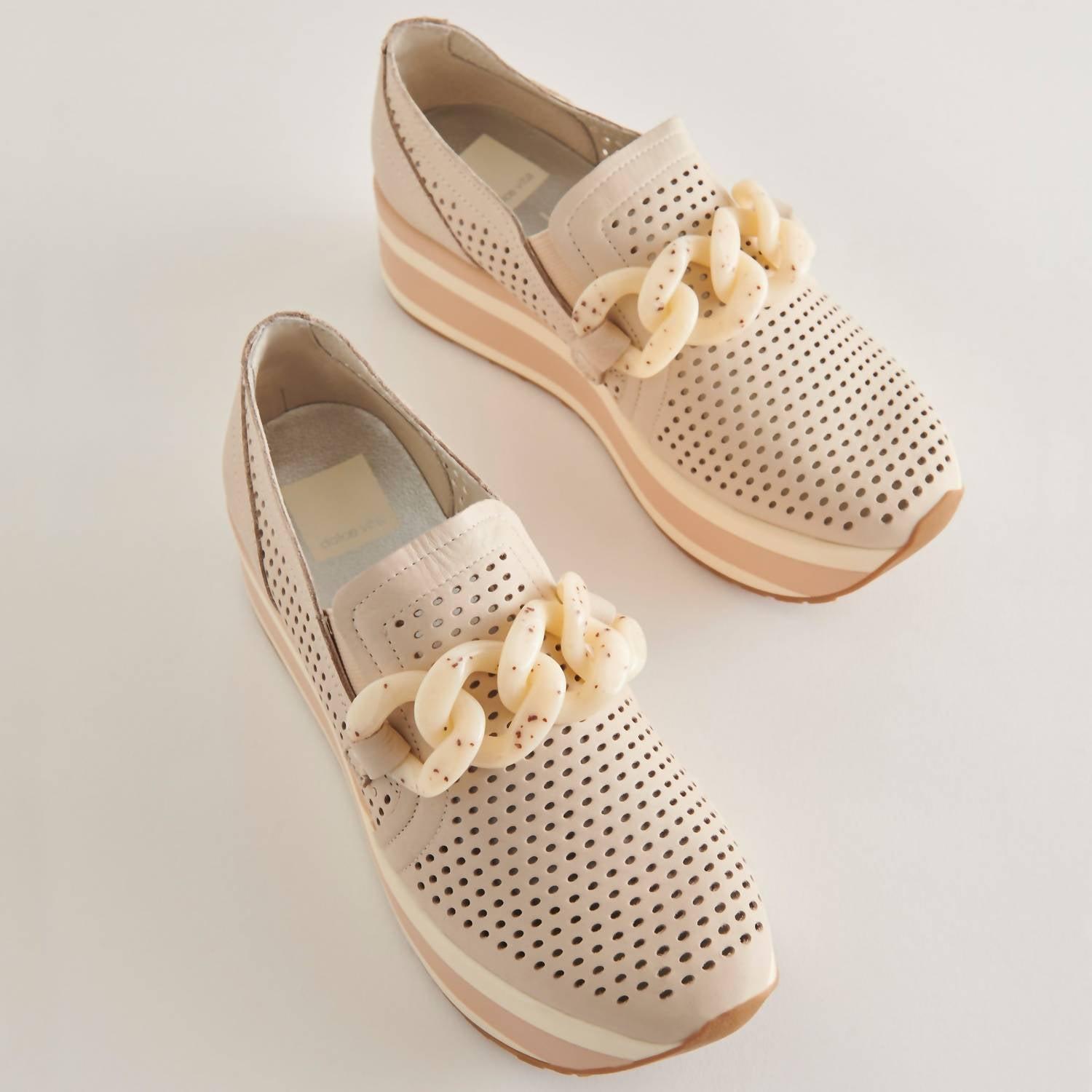 Dolce Vita Jhenee Perforated Sneakers In Sand Nubuck in Metallic | Lyst