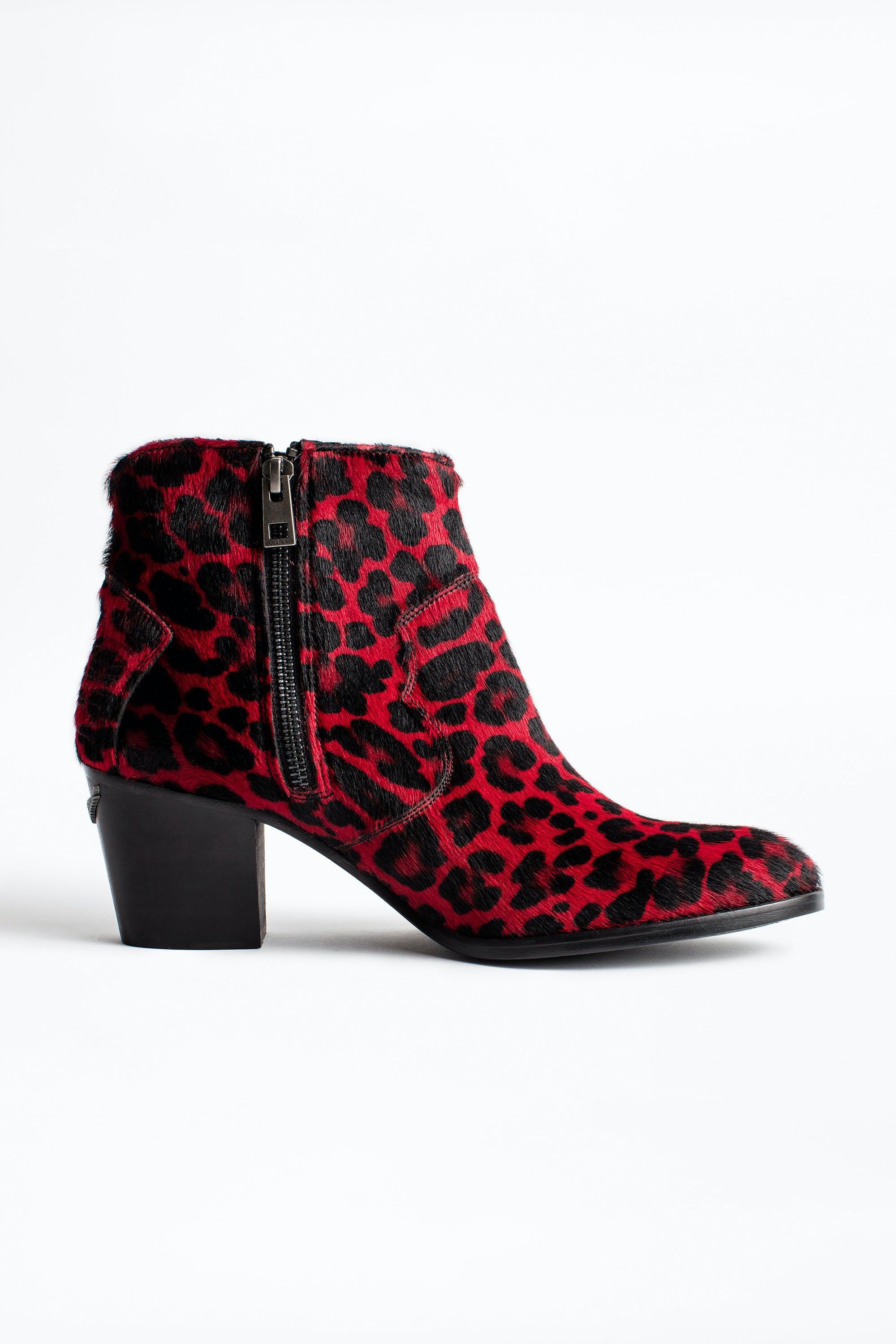 Zadig & Voltaire Leather Molly Leo Ankle Boots in Red | Lyst