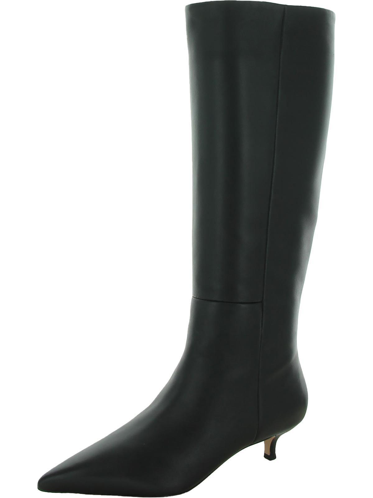 Veronica Beard Freda Leather Kitten Heel Kneehigh Boots in Black Lyst