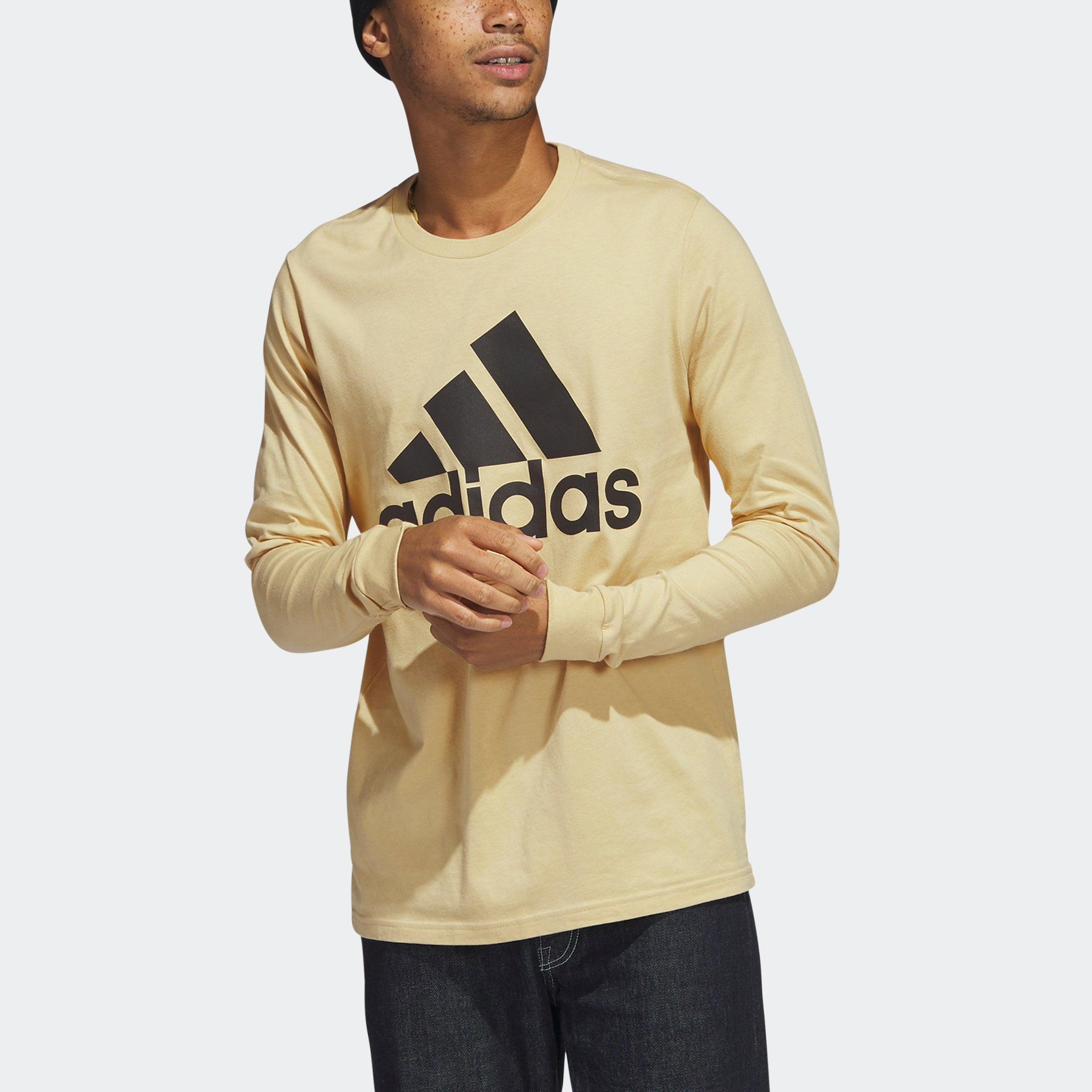 adidas Amplifier Long Sleeve Badge Of Sport Tee in Natural for Men | Lyst