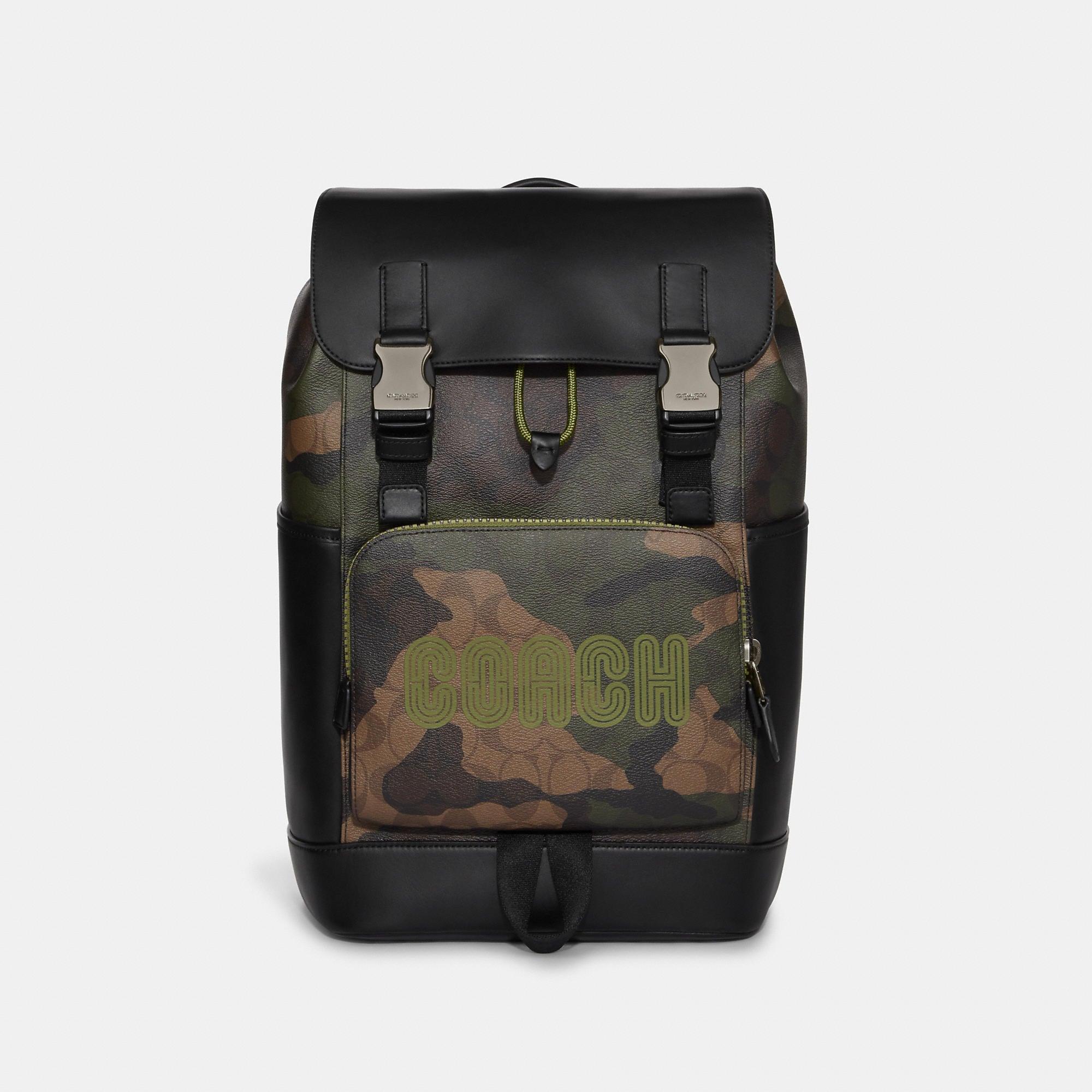 Coach Outlet Track Backpack In Signature Canvas With Camo Print And