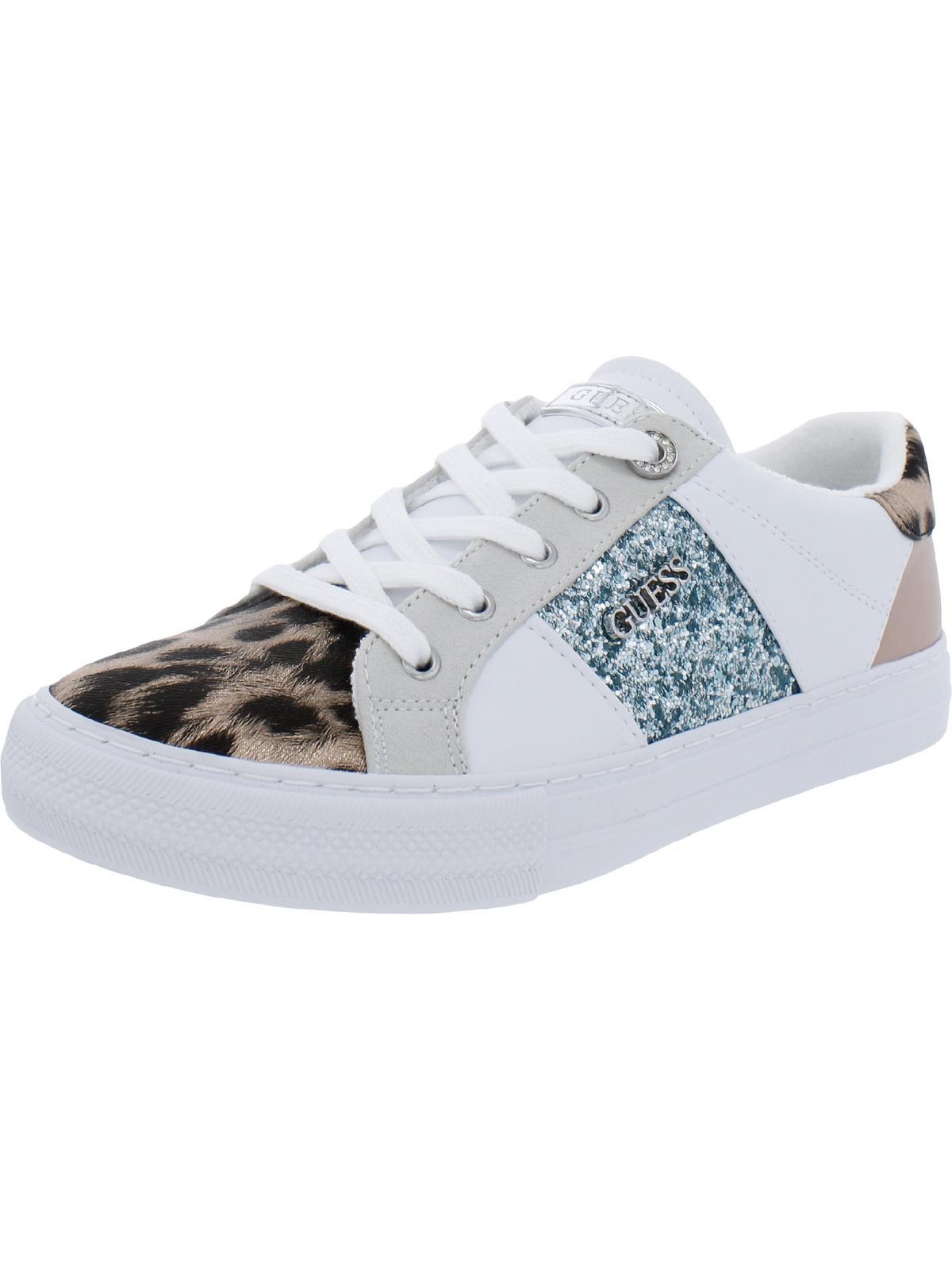 Guess Loven Glitter Lace Up Casual And Fashion Sneakers in Blue | Lyst