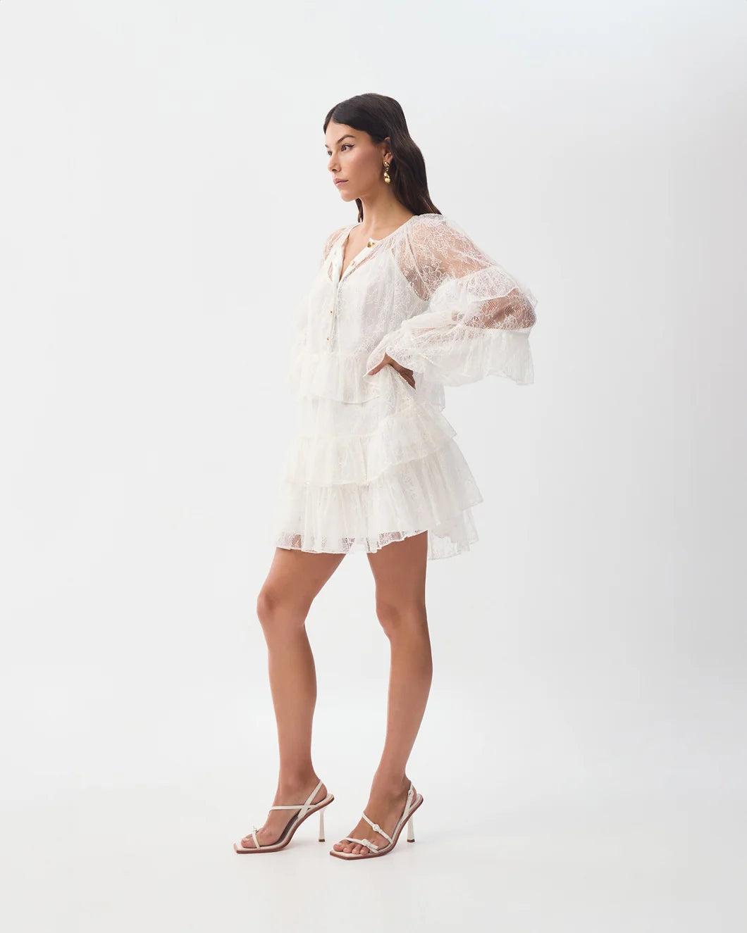 【Aje】Primrose Mini Dress/フリルミニドレス/ティアードレース Aje. Primrose Mini Dress in White | Lyst