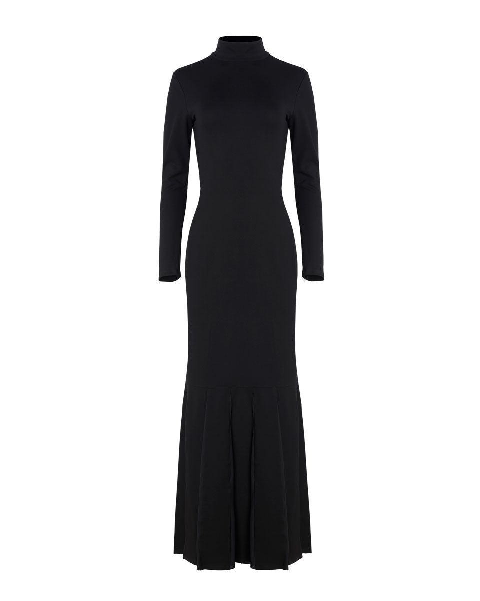 Victor Glemaud Long Sleeve Mock Neck Gown in Black | Lyst
