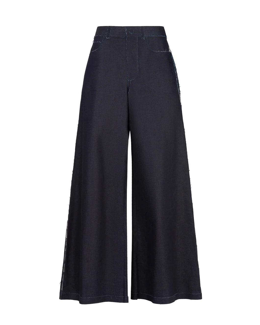 Marni Deep Stretch Denim Trompe L'Oeil Trousers in Blue | Lyst