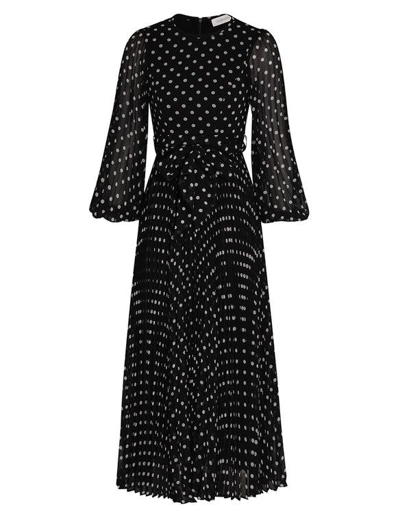 Zimmermann Sunray Long Sleeve Midi Dress in Black | Lyst