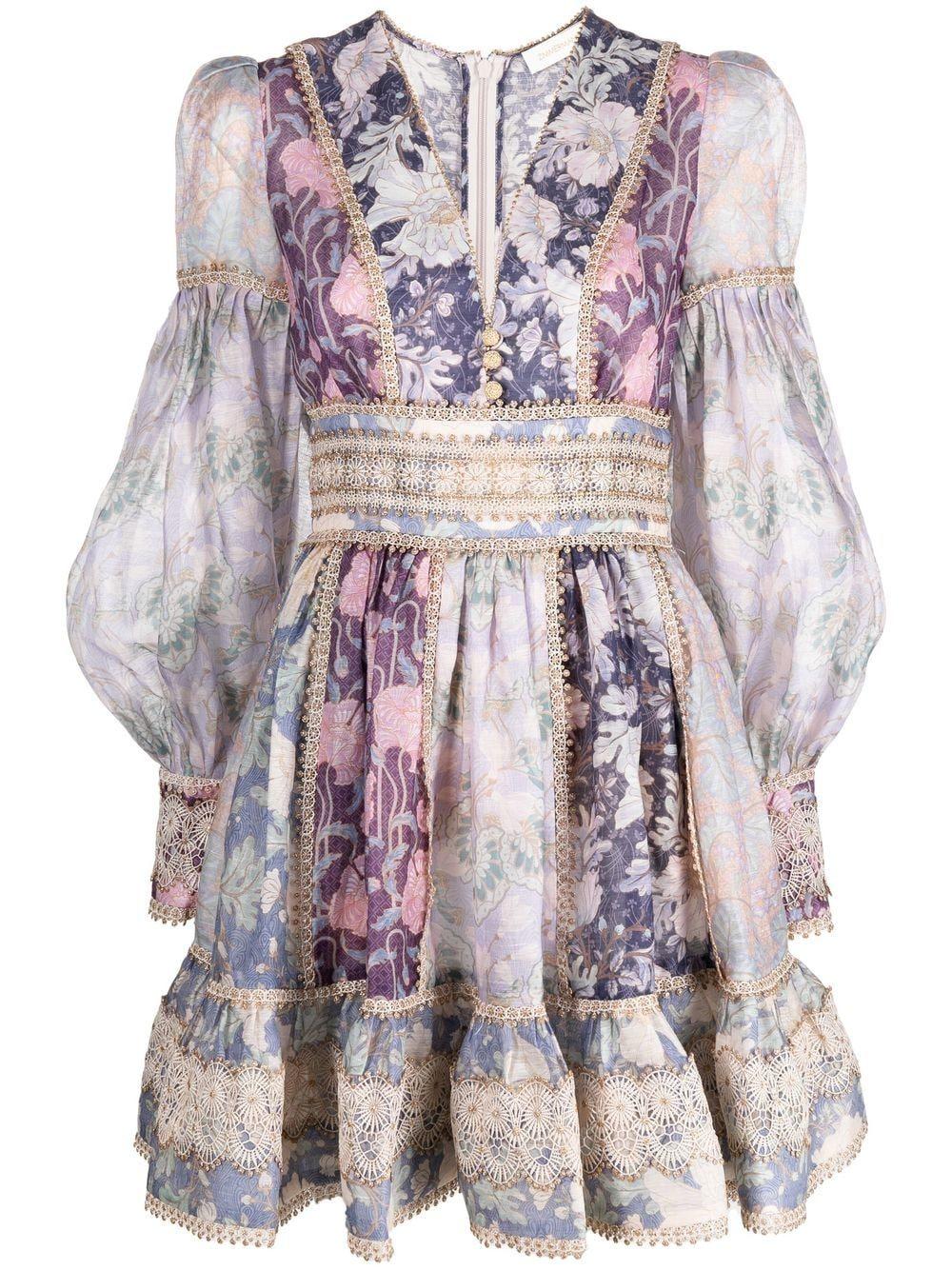 Zimmermann Celestial Lacedetailed Mini Dress in Purple Lyst UK
