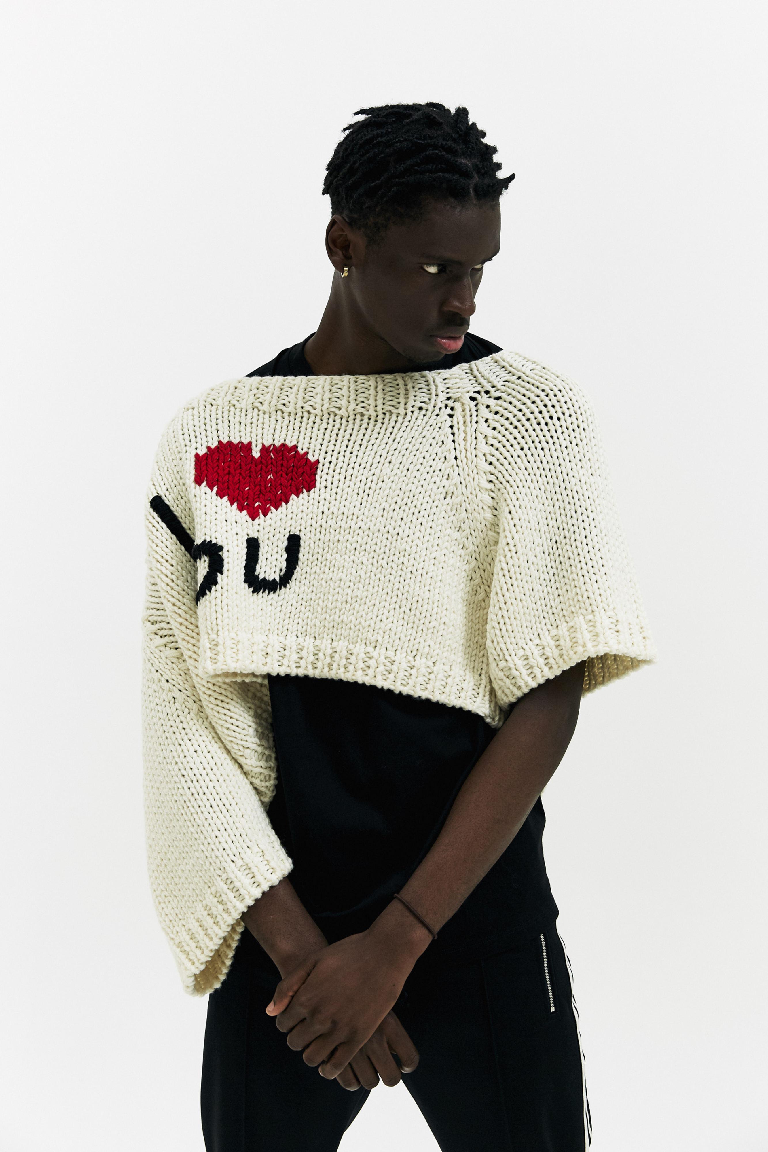 raf simons i love you sweater