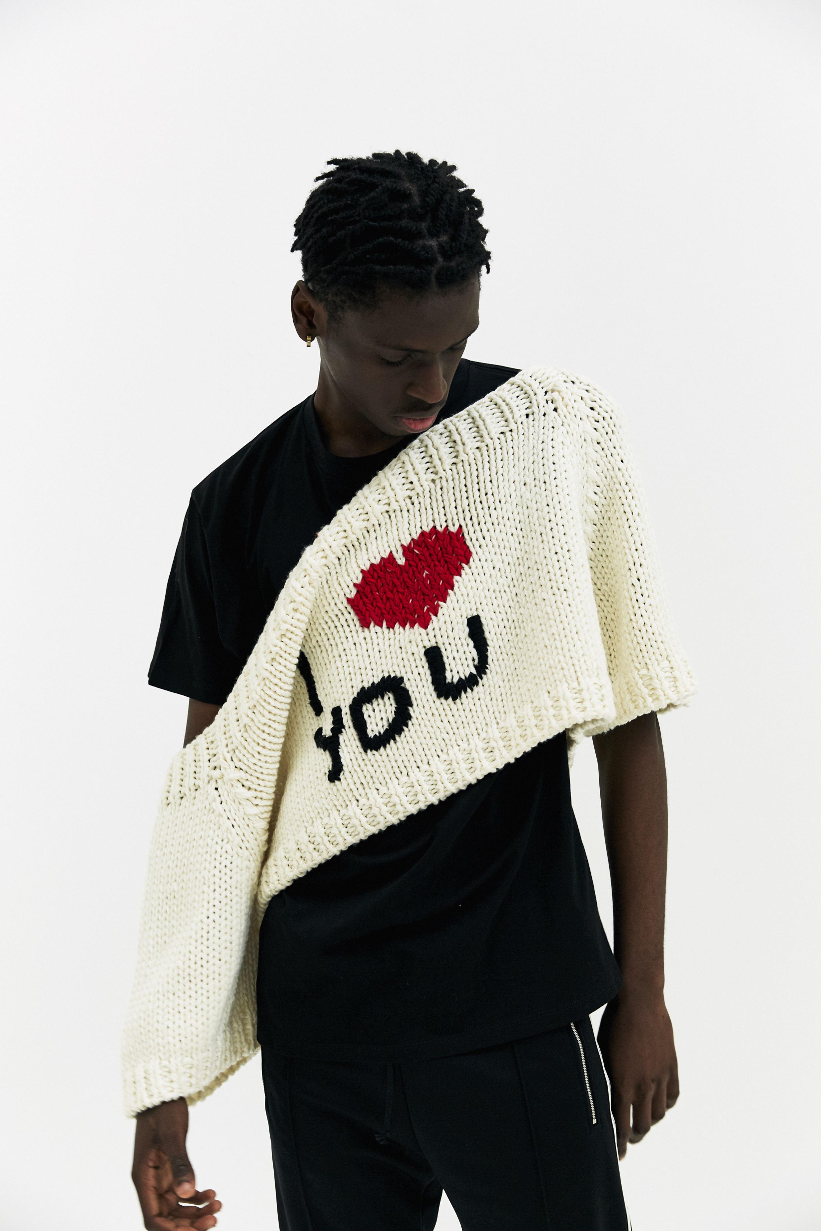 raf simons i love you sweater