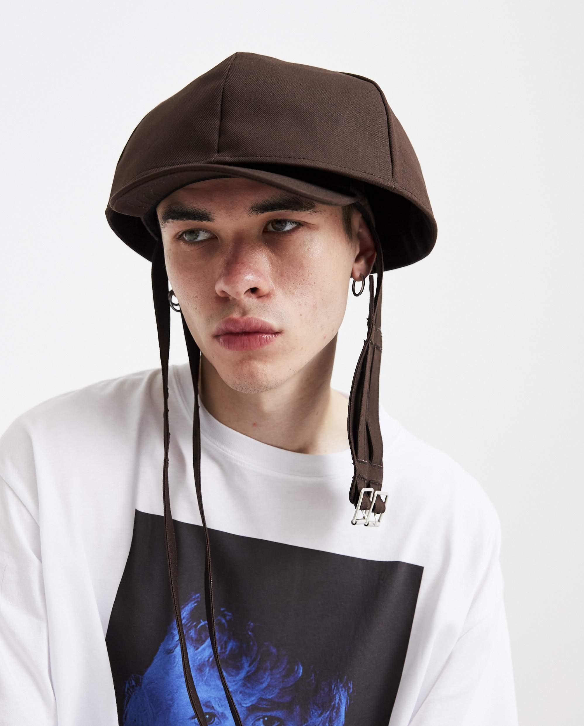 Raf Simons Cotton Double Cap With Long Straps in Dark Brown (Brown) for Men  - Lyst