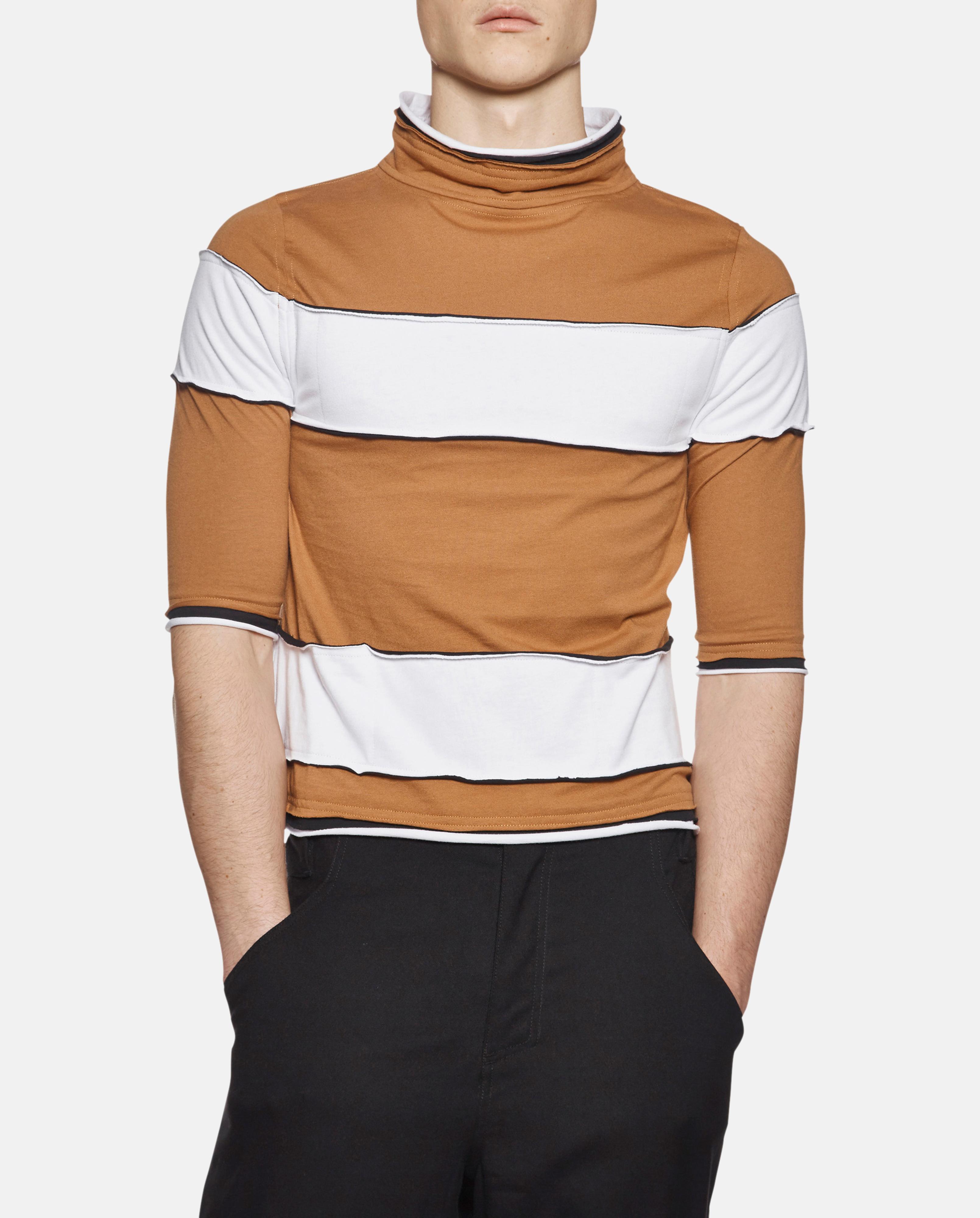 Download Telfar Cotton Striped Mock Neck T-shirt in Black for Men ...