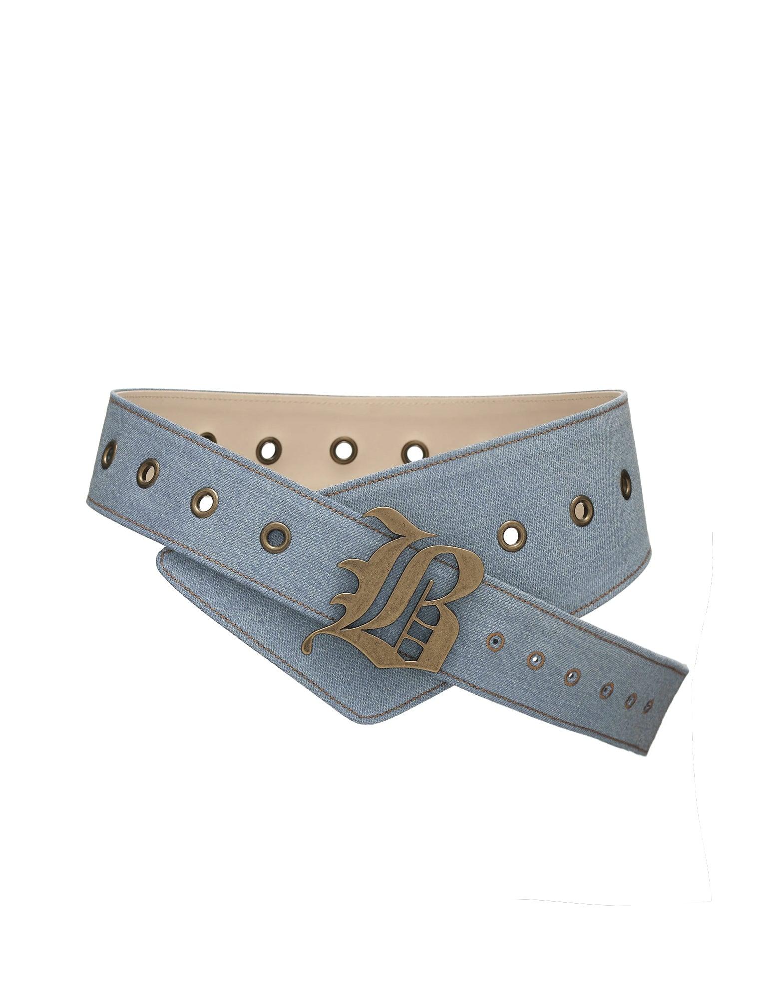 Blumarine Light Denim Logo Belt in Blue Lyst UK
