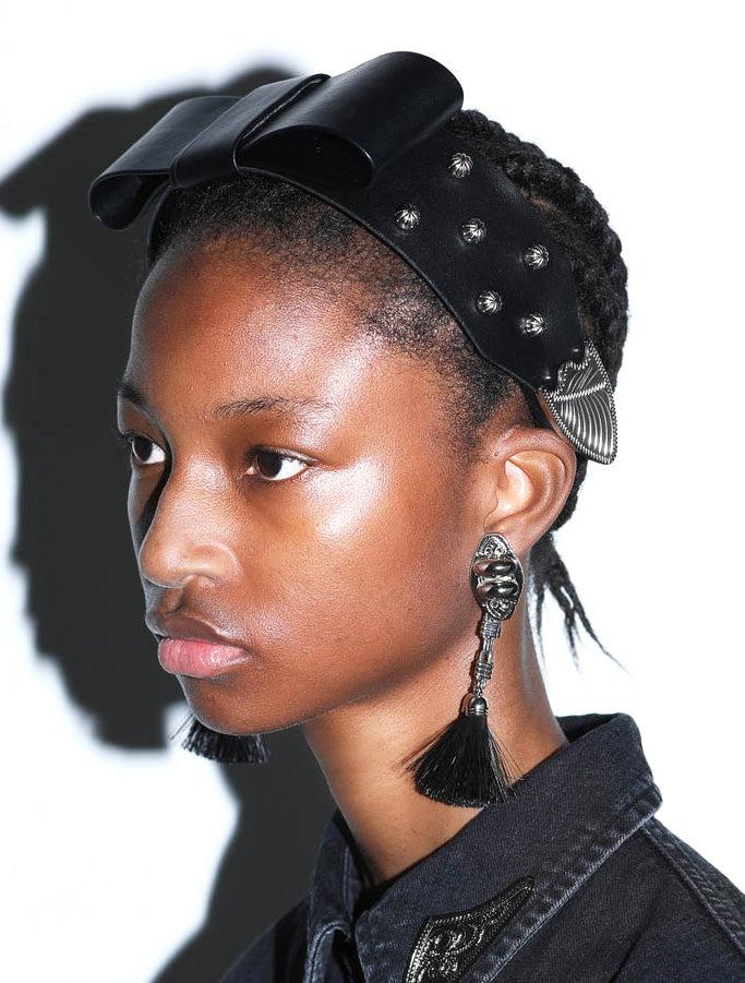 Toga Leather Headband Ribbon in Black | Lyst