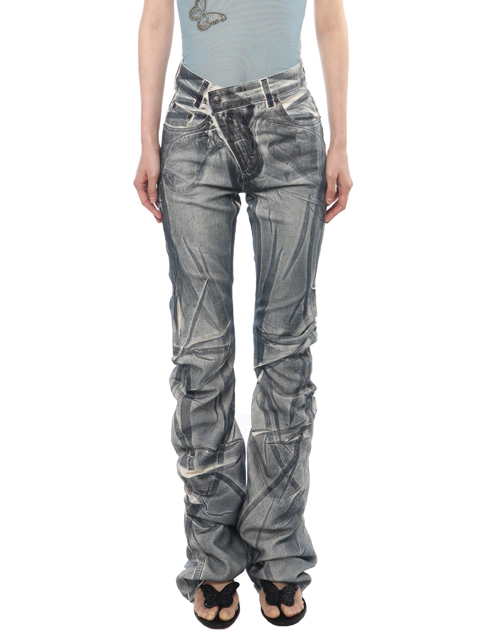 OTTOLINGER Draped Denim Jeans in Gray | Lyst