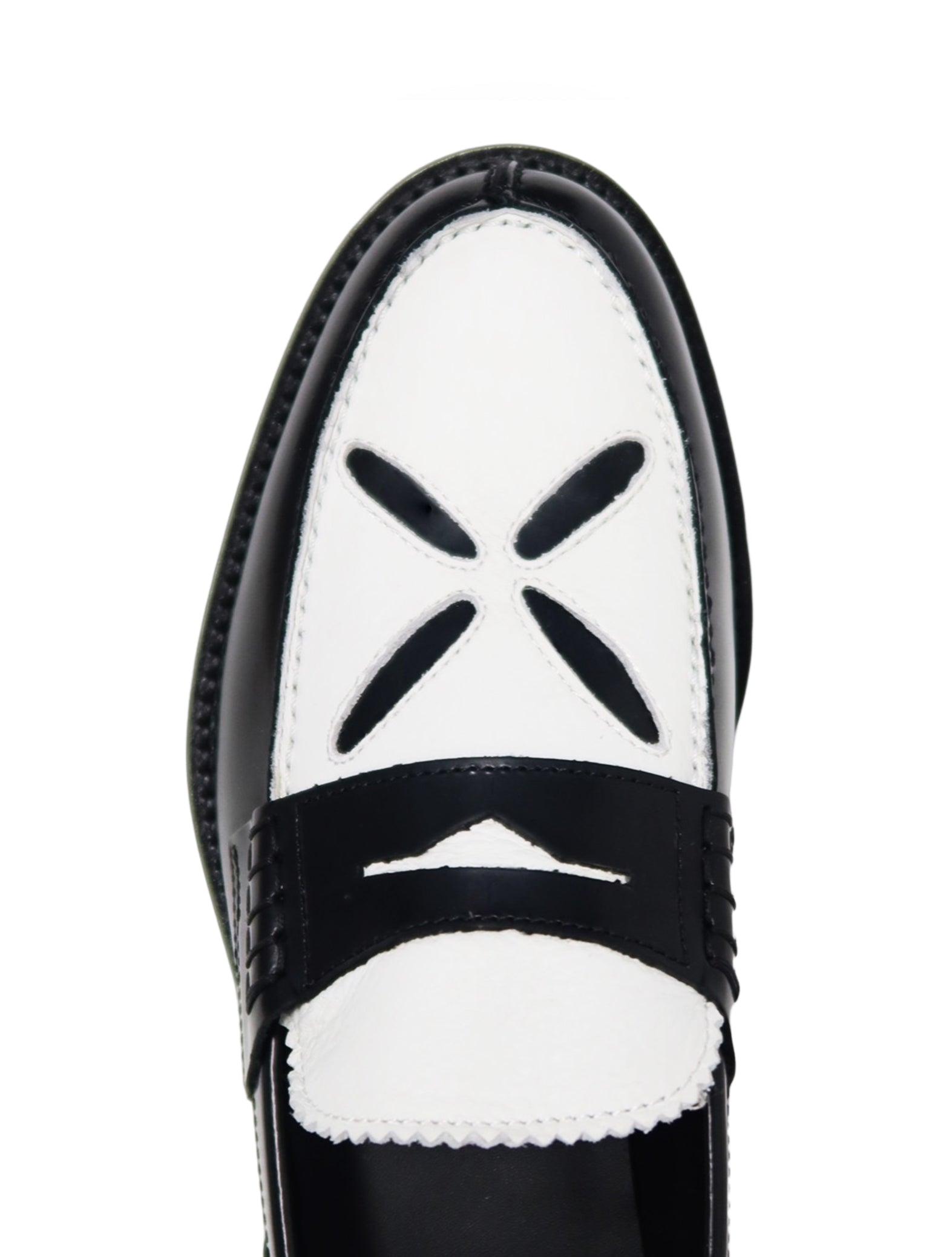 STEFAN COOKE Black & White Slashed Loafers | Lyst