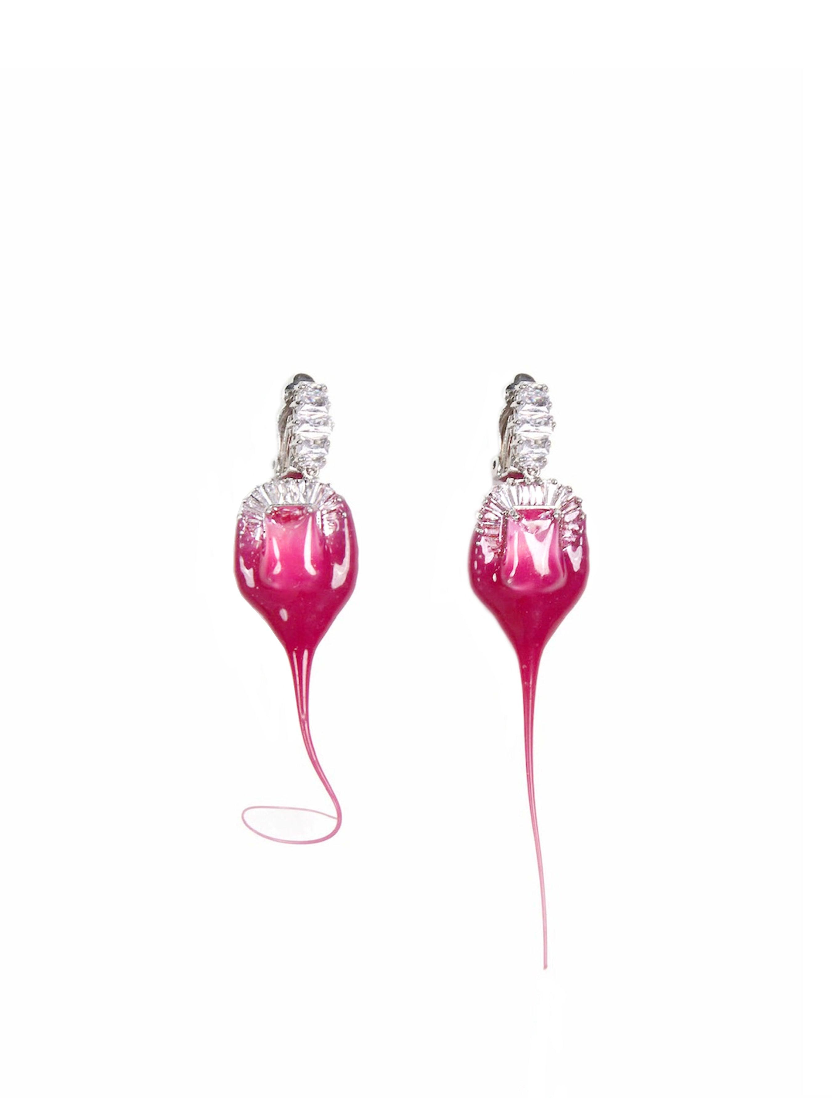 OTTOLINGER Diamond Dip Clip Earrings in Pink | Lyst