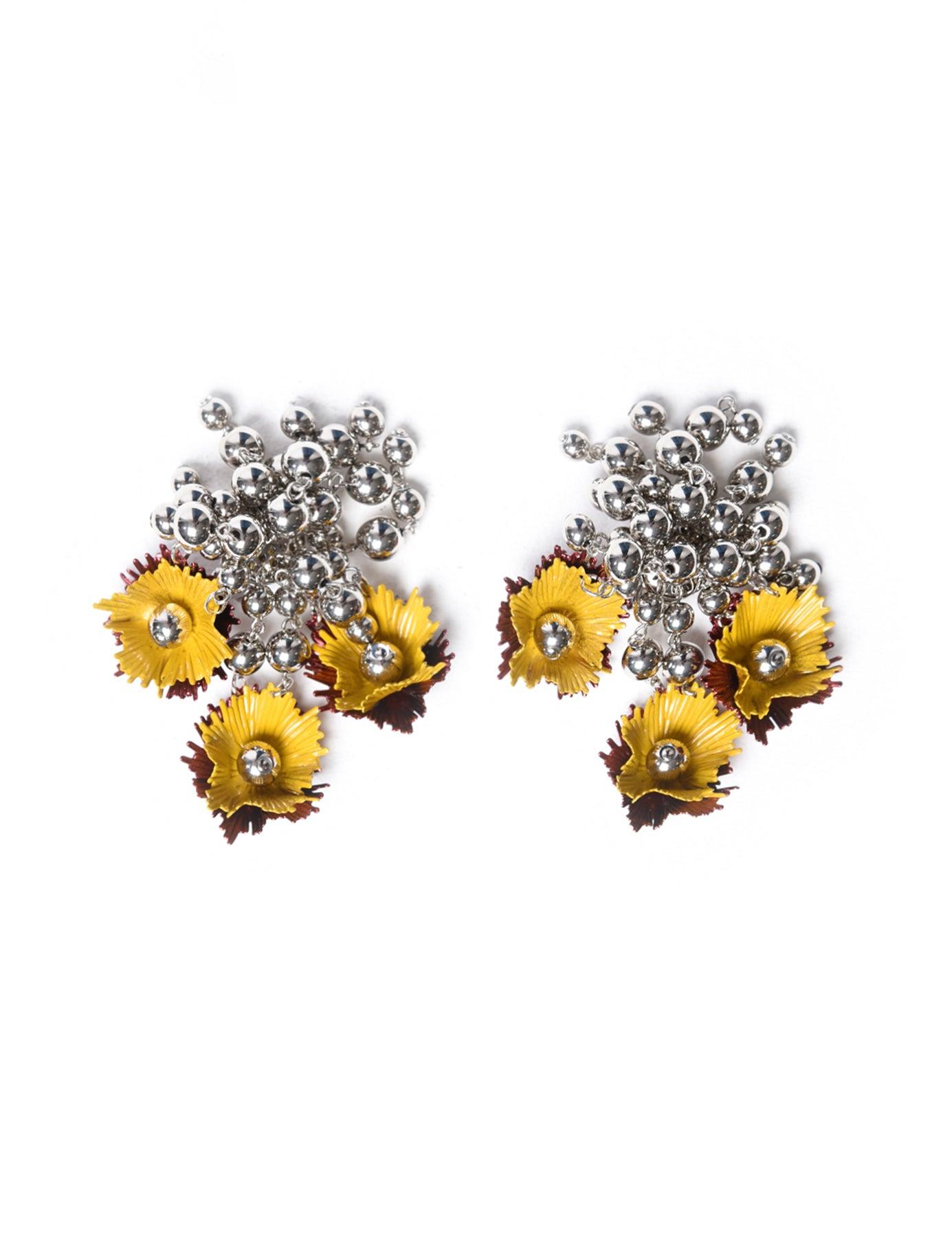 Toga Flower Motif Earrings Yellow | Lyst