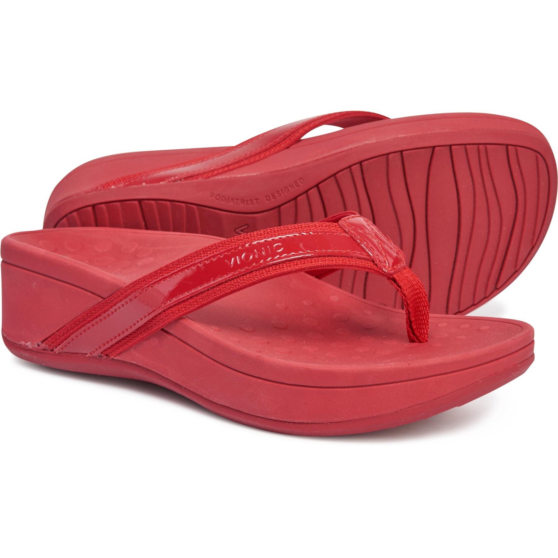 red wedge flip flops