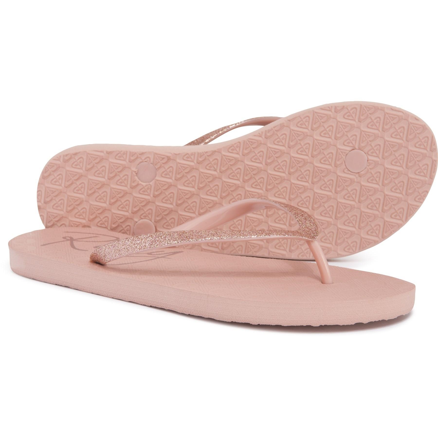 roxy rose gold flip flops
