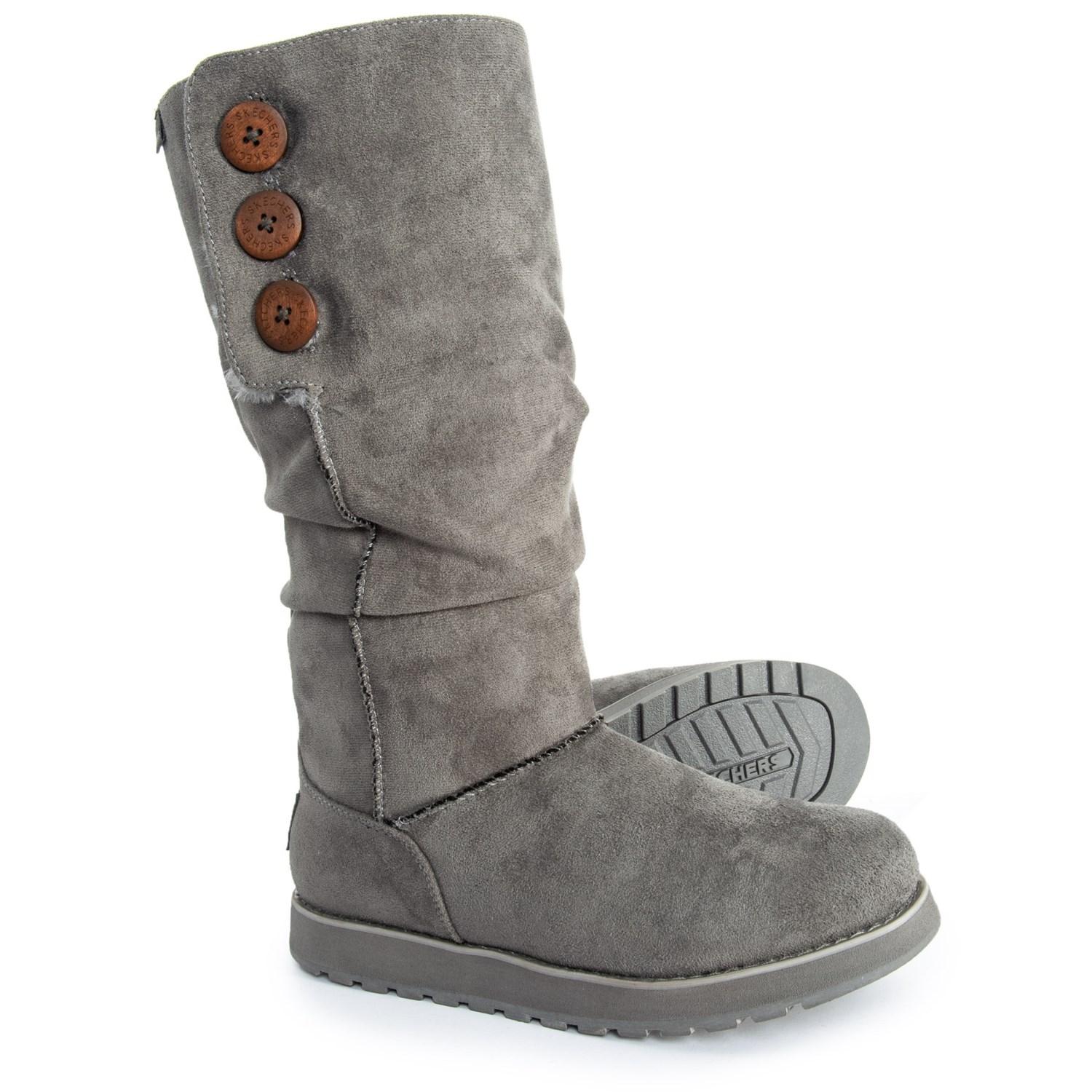 Skechers Tall 3-button Shearling Boots in Charcoal (Gray) - Lyst