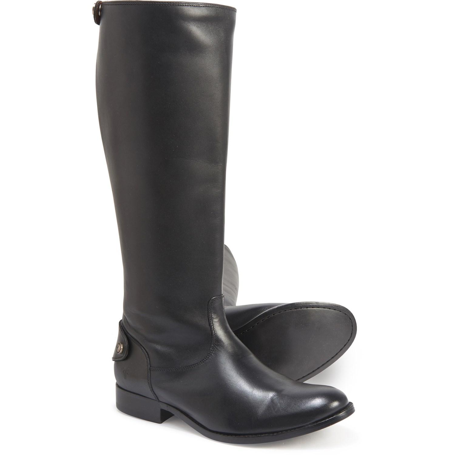 Frye Leather Melissa Button-back Zip Tall Boots in Black - Lyst