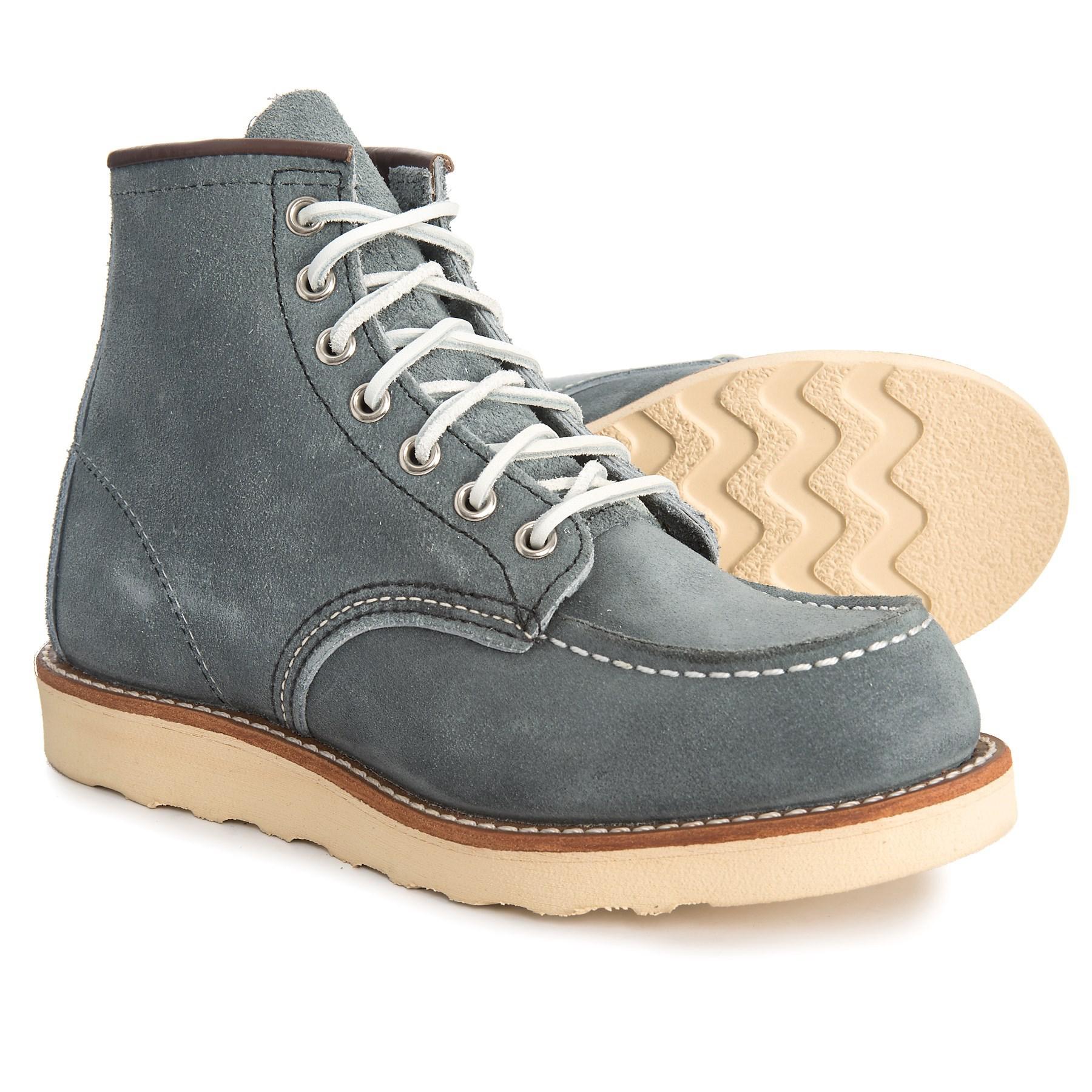 red wing moc toe blue