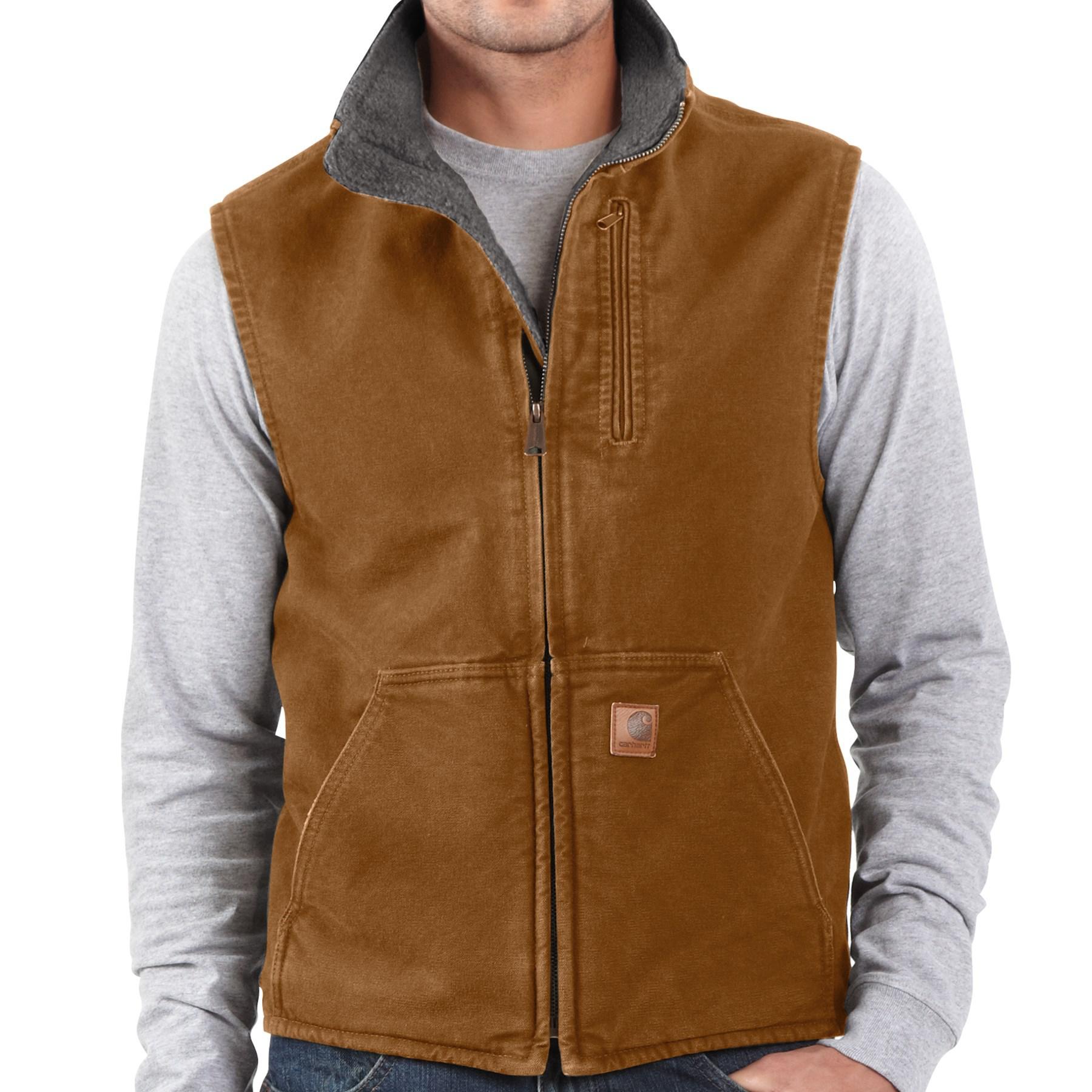 Download Carhartt Cotton Sandstone Mock Neck Vest in Brown for Men ...