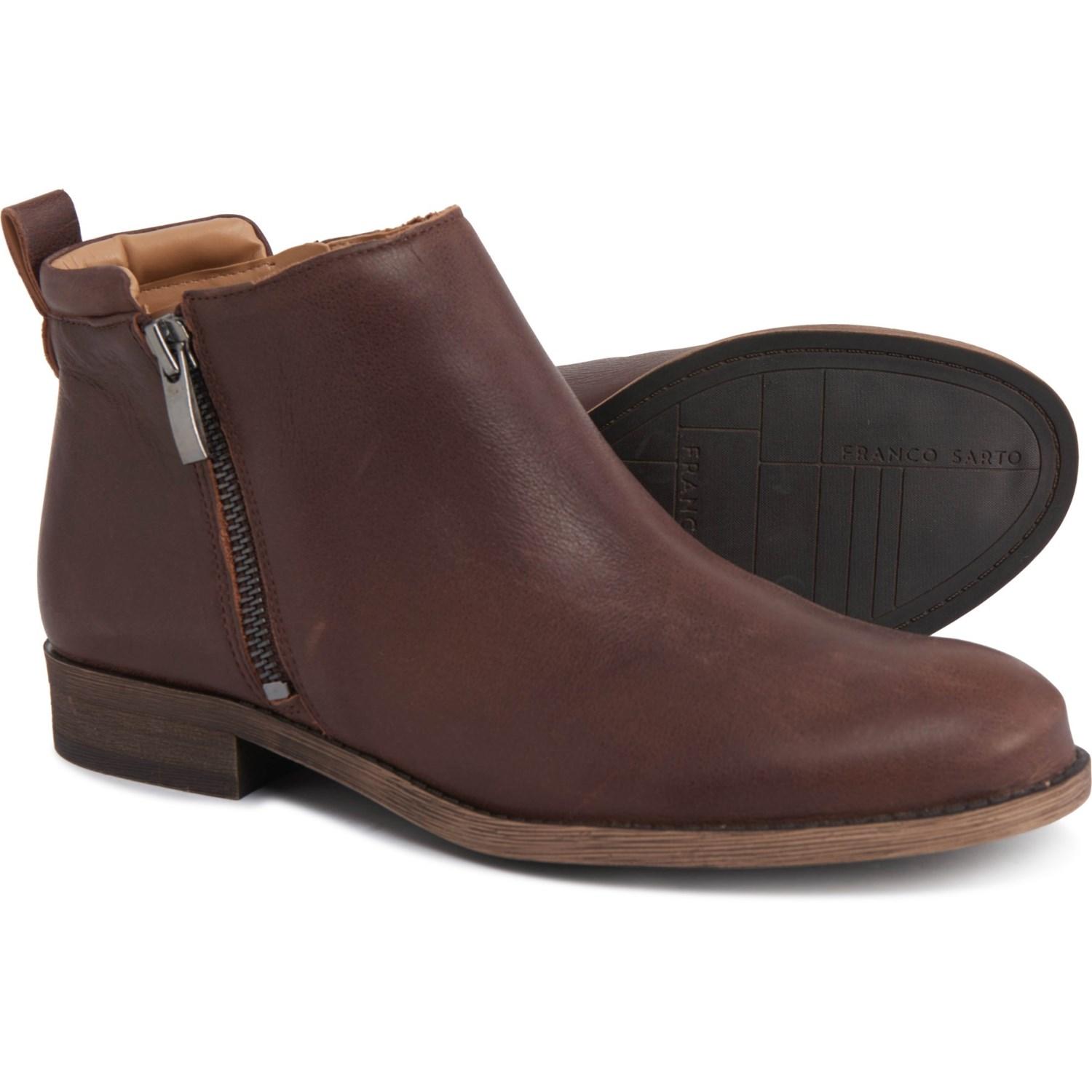 Franco Sarto Keegan Double-zip Leather Ankle Boots in Brown - Lyst