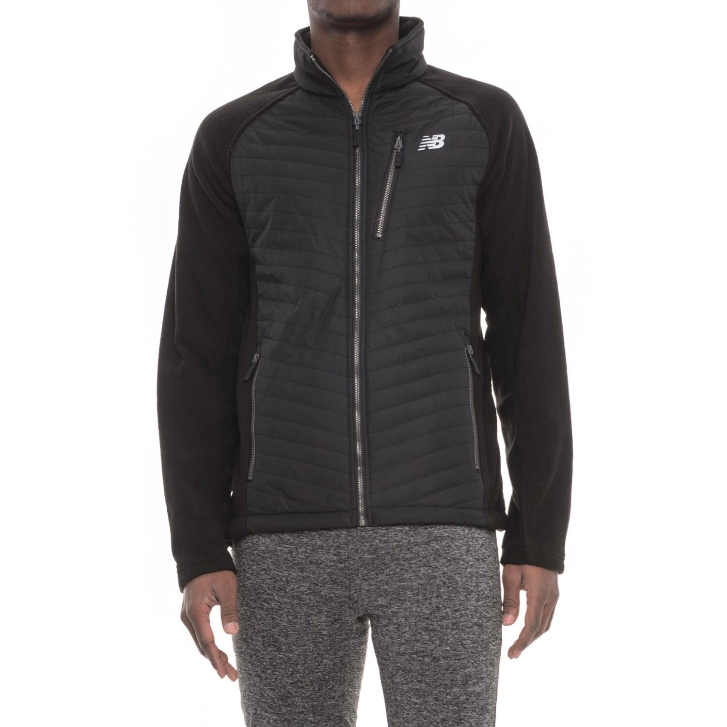 New Balance Polar Fleece Quilted Front Jacket in Black for Men - Lyst