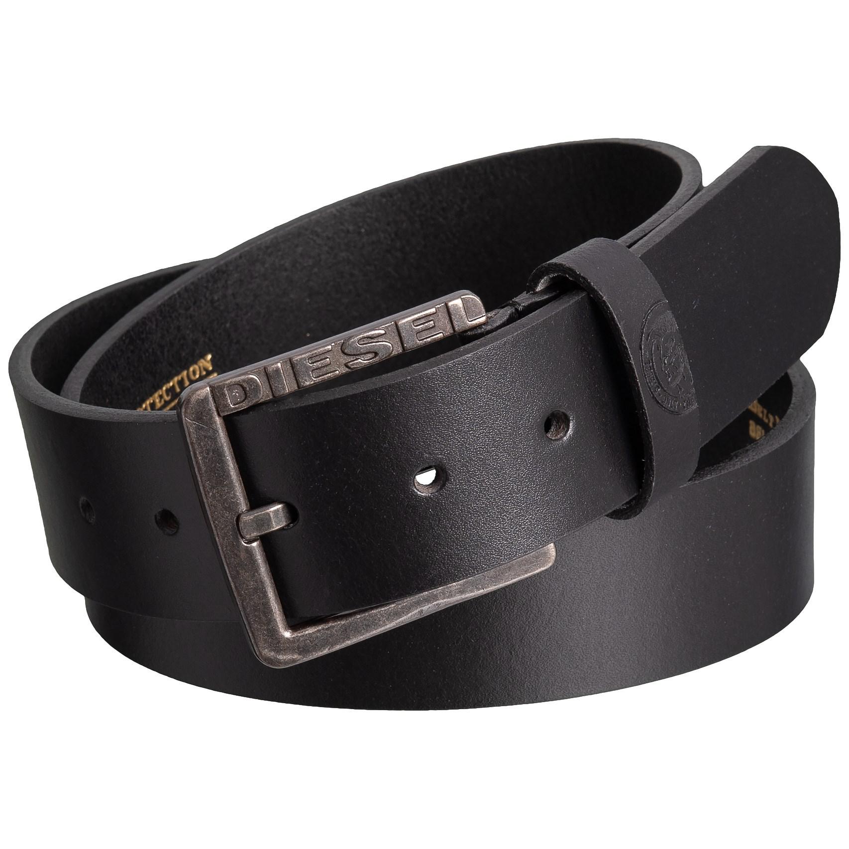 diesel black leather belt