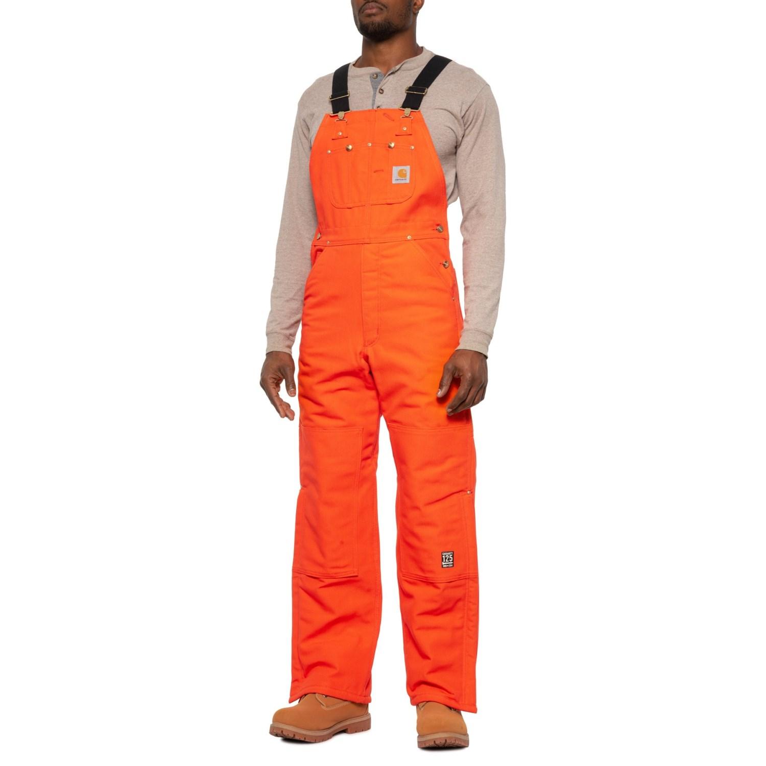 Carhartt Cotton R02 Quilt-lined Duck Bib Overalls in Orange for Men - Lyst
