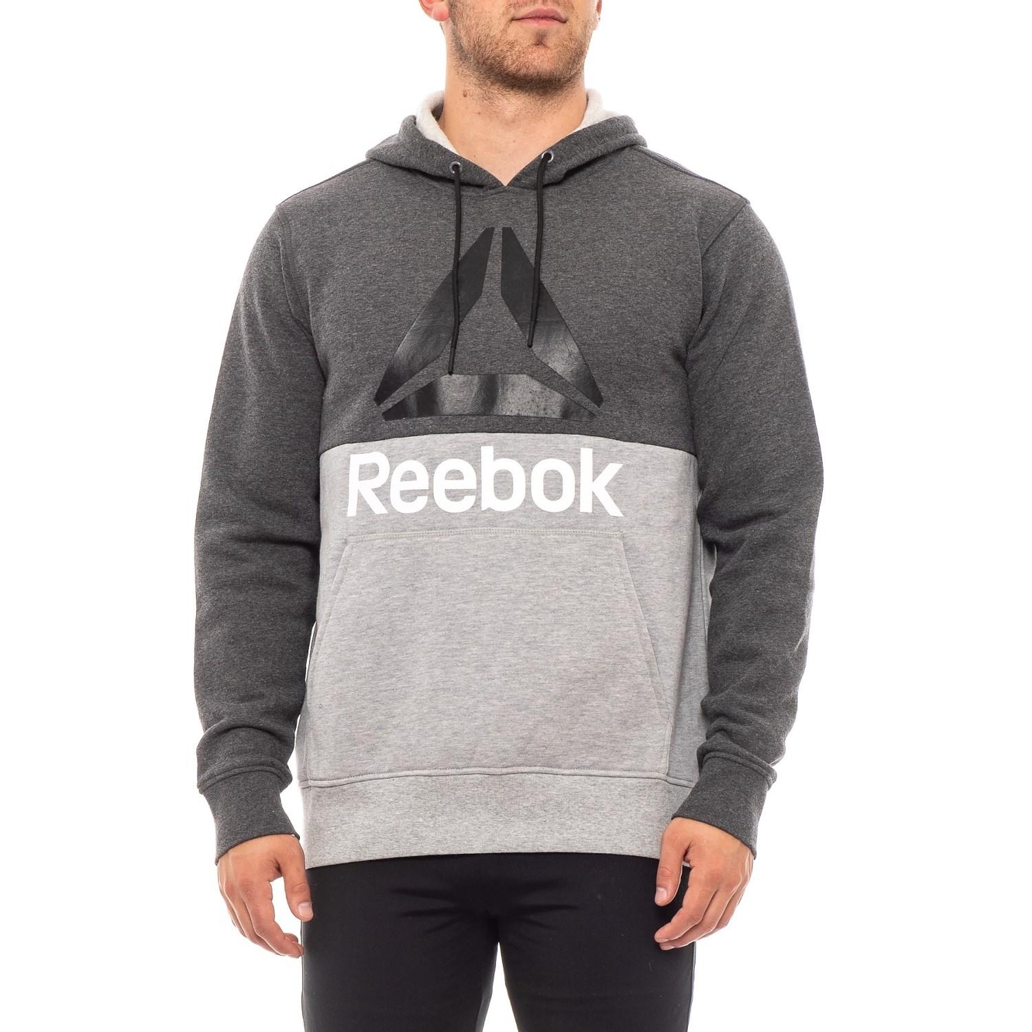 Reebok Cotton Boost Pullover Hoodie in Charcoal Heather (Gray) for Men ...