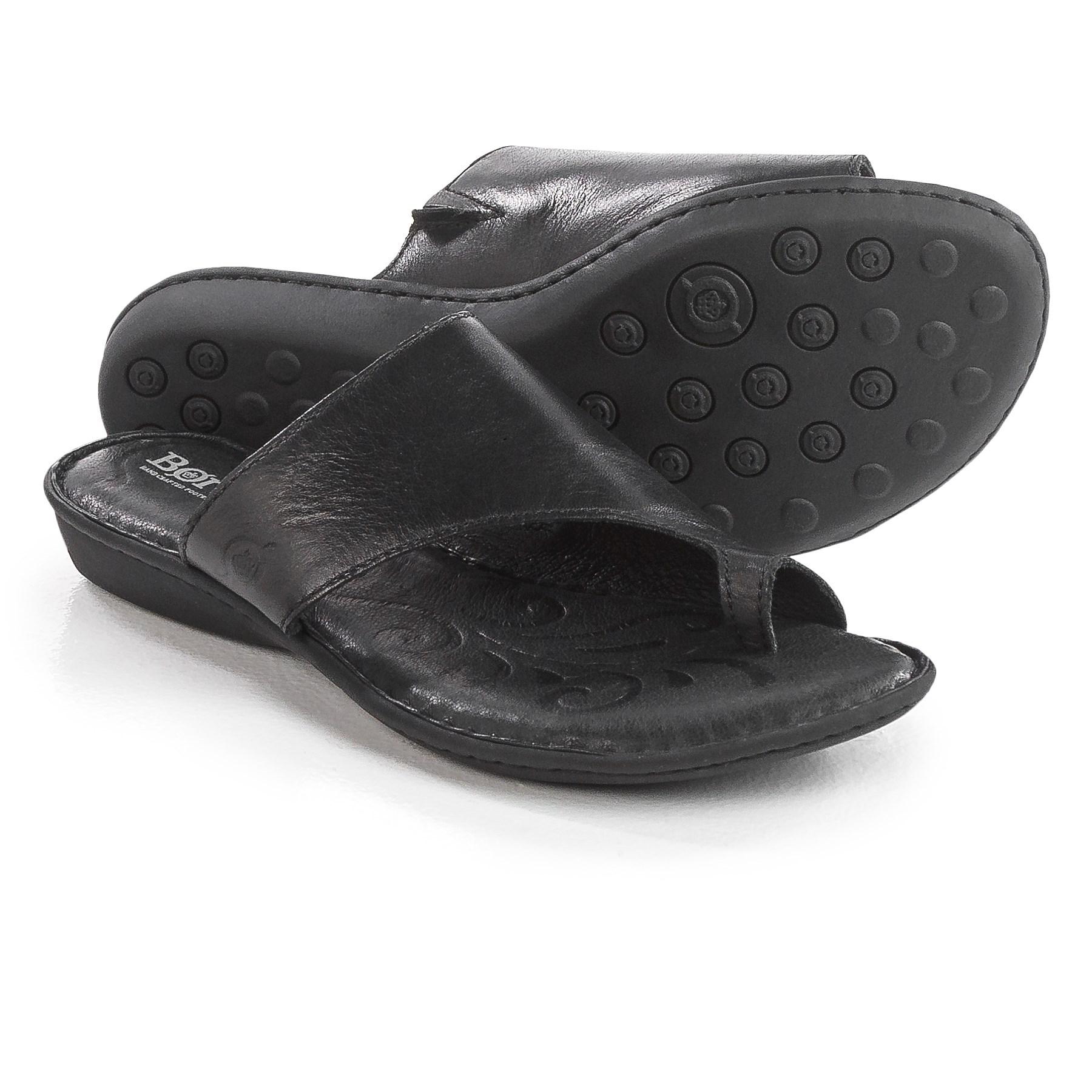 born black leather sandals