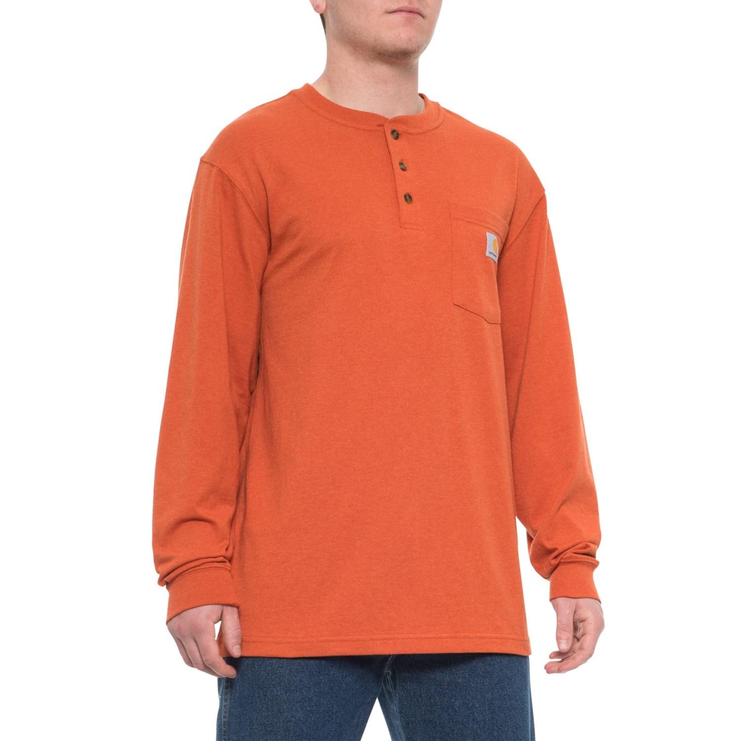 Carhartt Cotton K128 Workwear Pocket Henley Shirt in Orange for Men Lyst