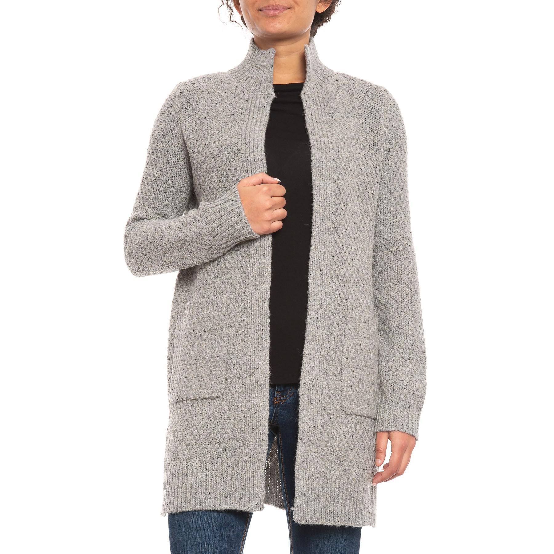 Cynthia Rowley Wool Donegal Cardigan Sweater in Gray - Lyst