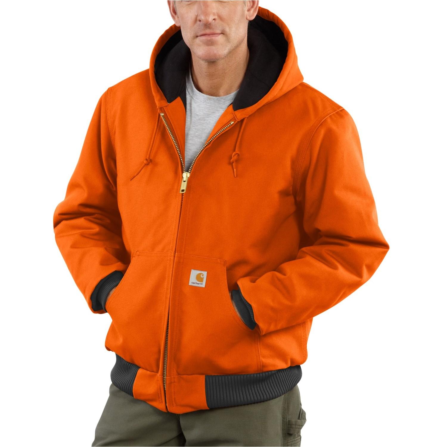 Carhartt Quilted Flannel Lined Duck Active Jacket in Orange for Men - Lyst