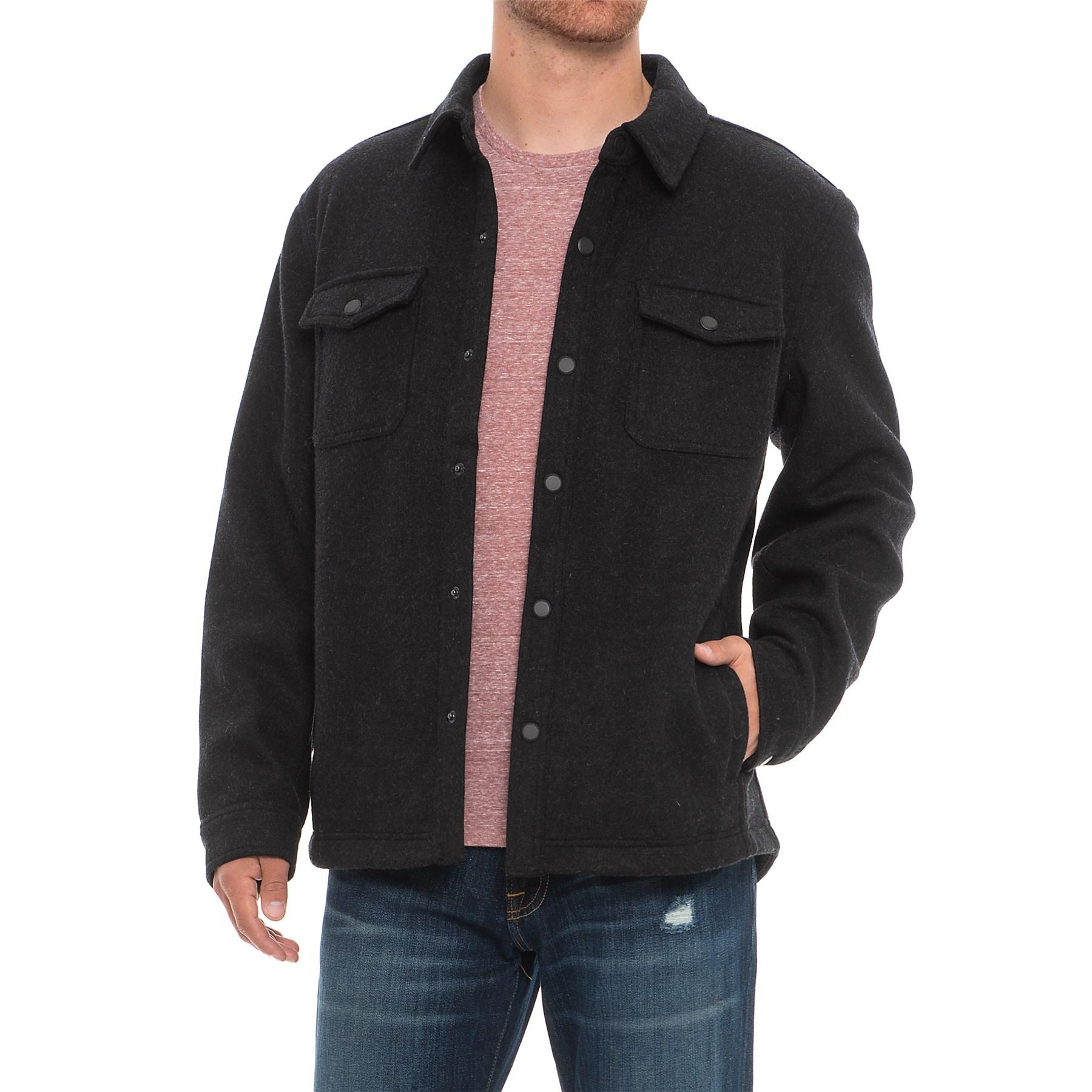 black wool shirt jacket
