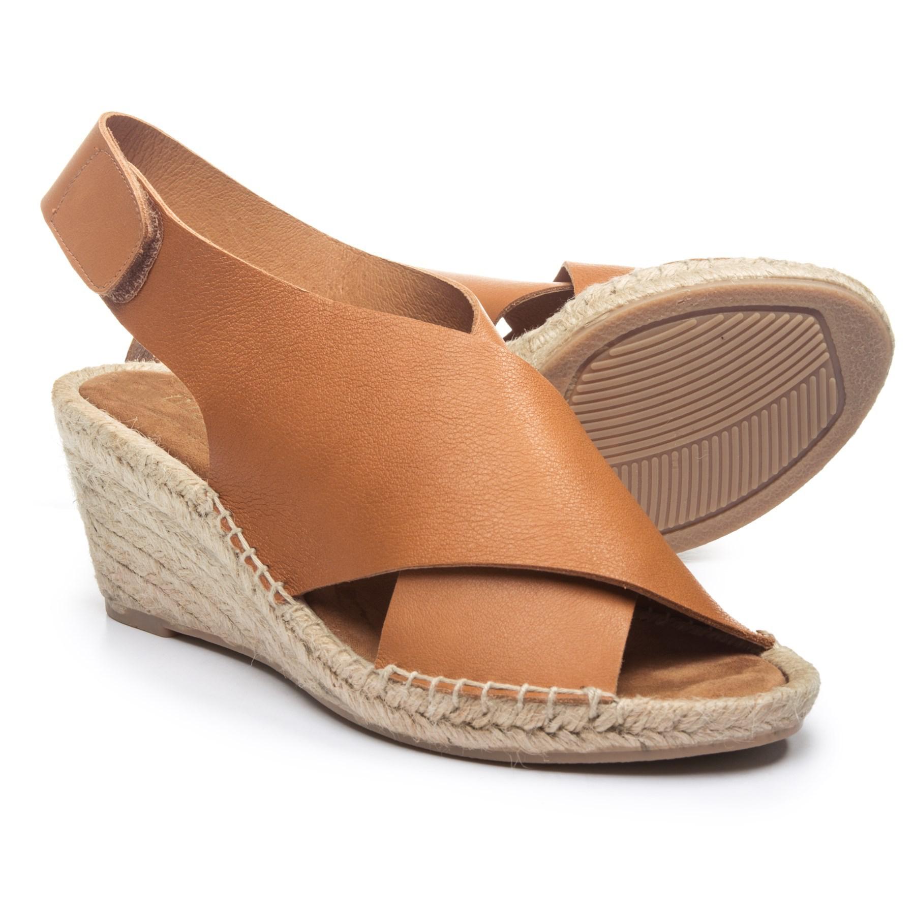 Maypol Made In Spain Dynamic X-band Wedge Leather Sandals in Brown | Lyst