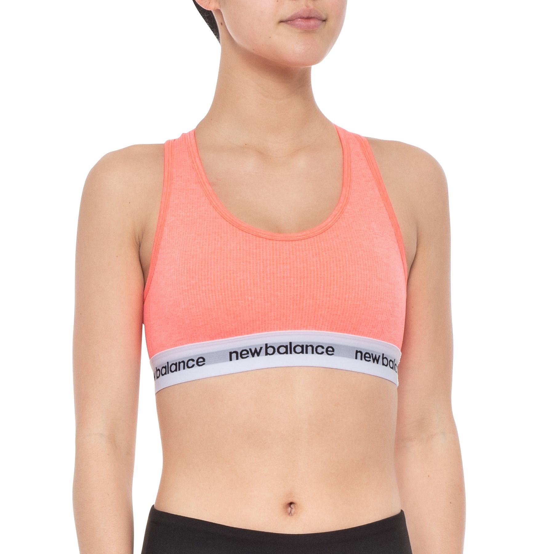 New Balance Heritage Racerback Sports Bra in Pink - Lyst