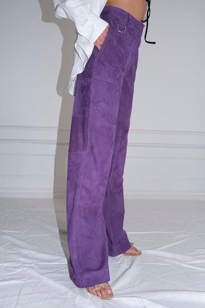 Saks Potts Leather Rose Pants in Lilac 